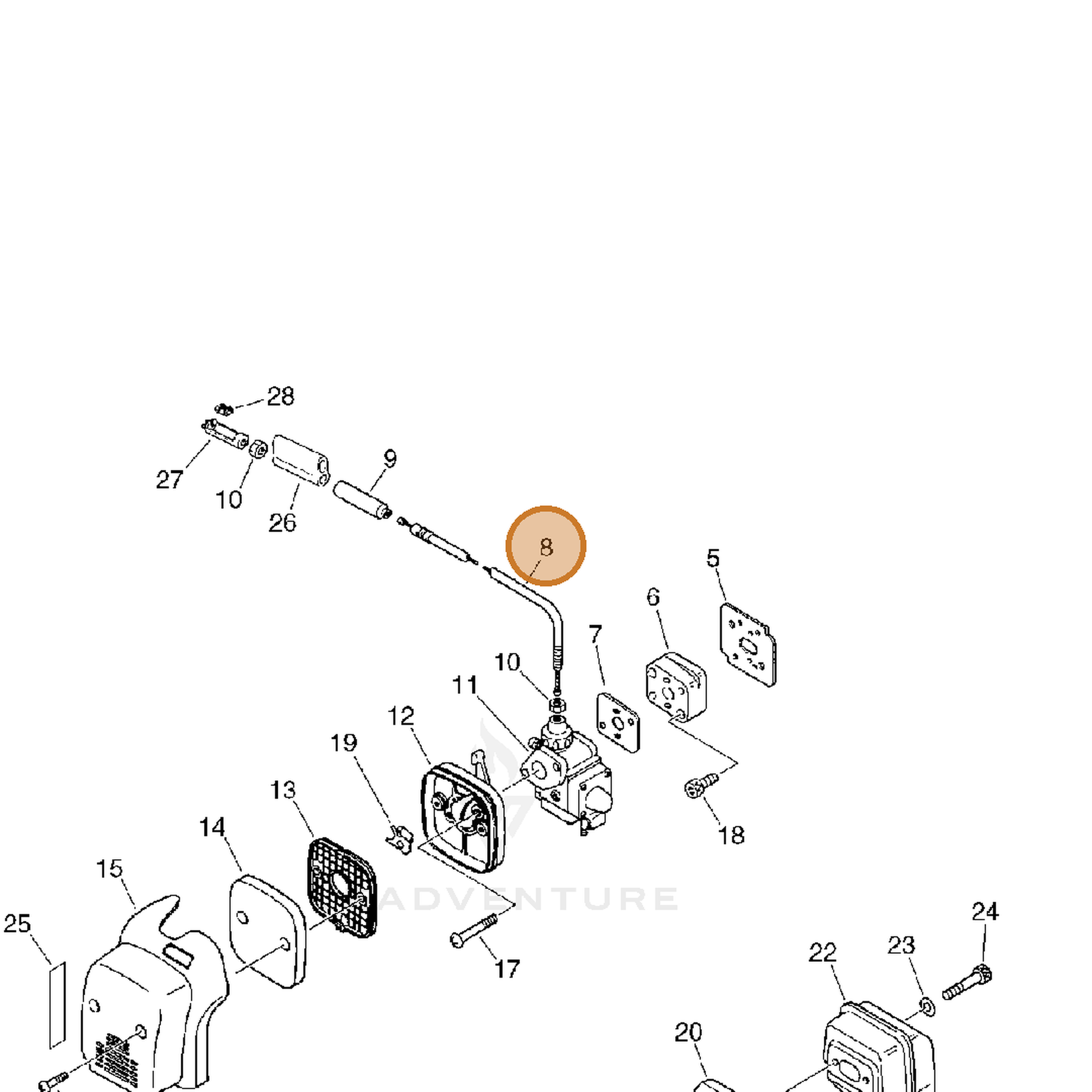 ECHO part 17800150330 — IPL diagram snippet (6x zoom, amber highlight)