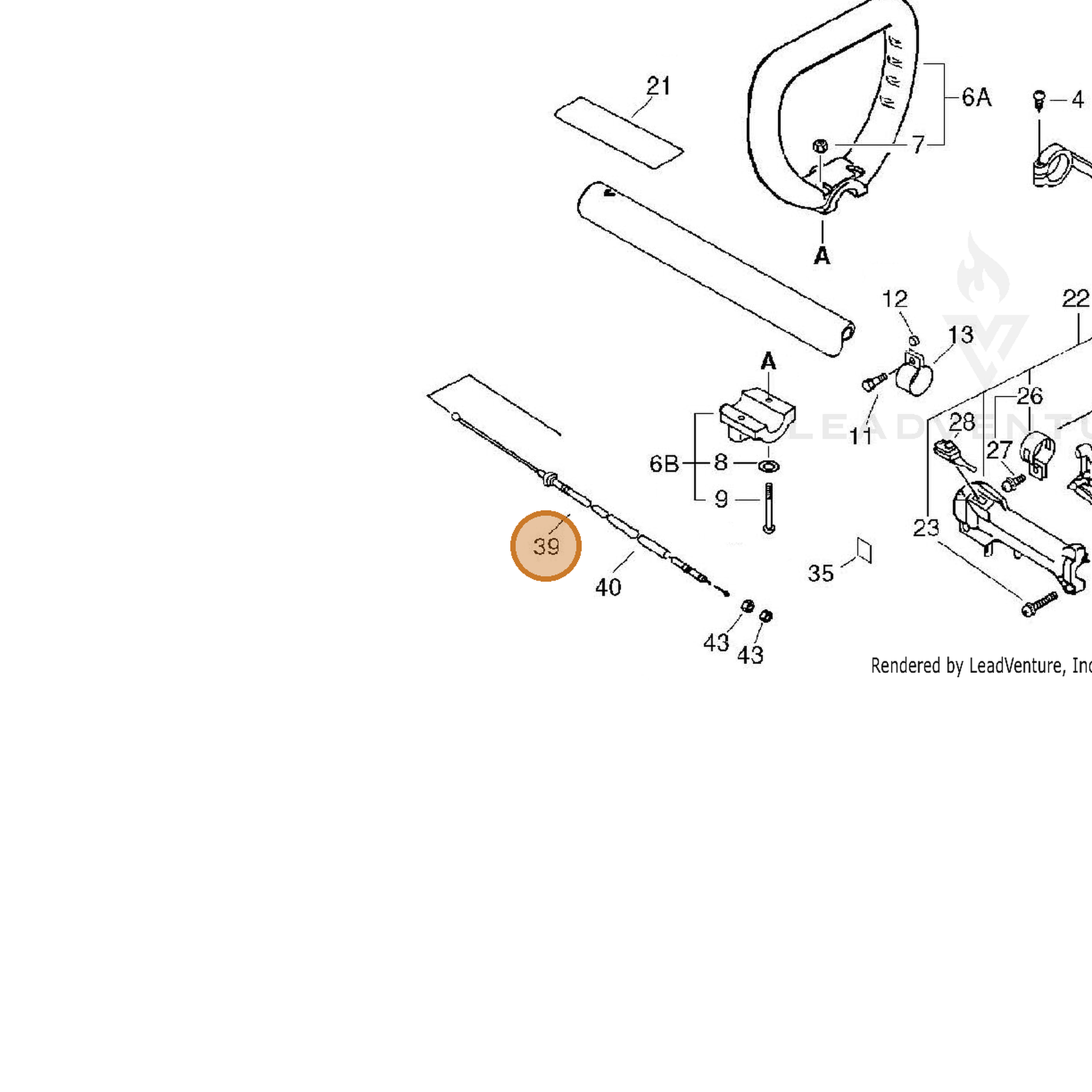 ECHO part 17800152130 — IPL diagram snippet (6x zoom, amber highlight)