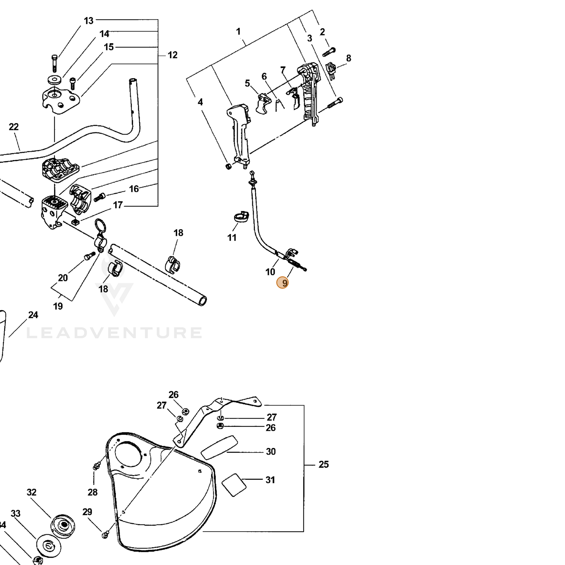 ECHO part 17800159230 — IPL diagram snippet (6x zoom, amber highlight)