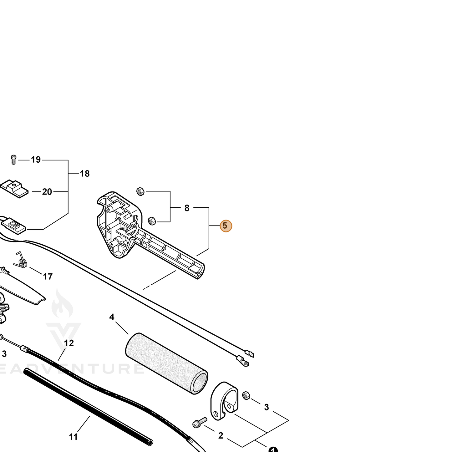 ECHO part 17800352130 — IPL diagram snippet (6x zoom, amber highlight)