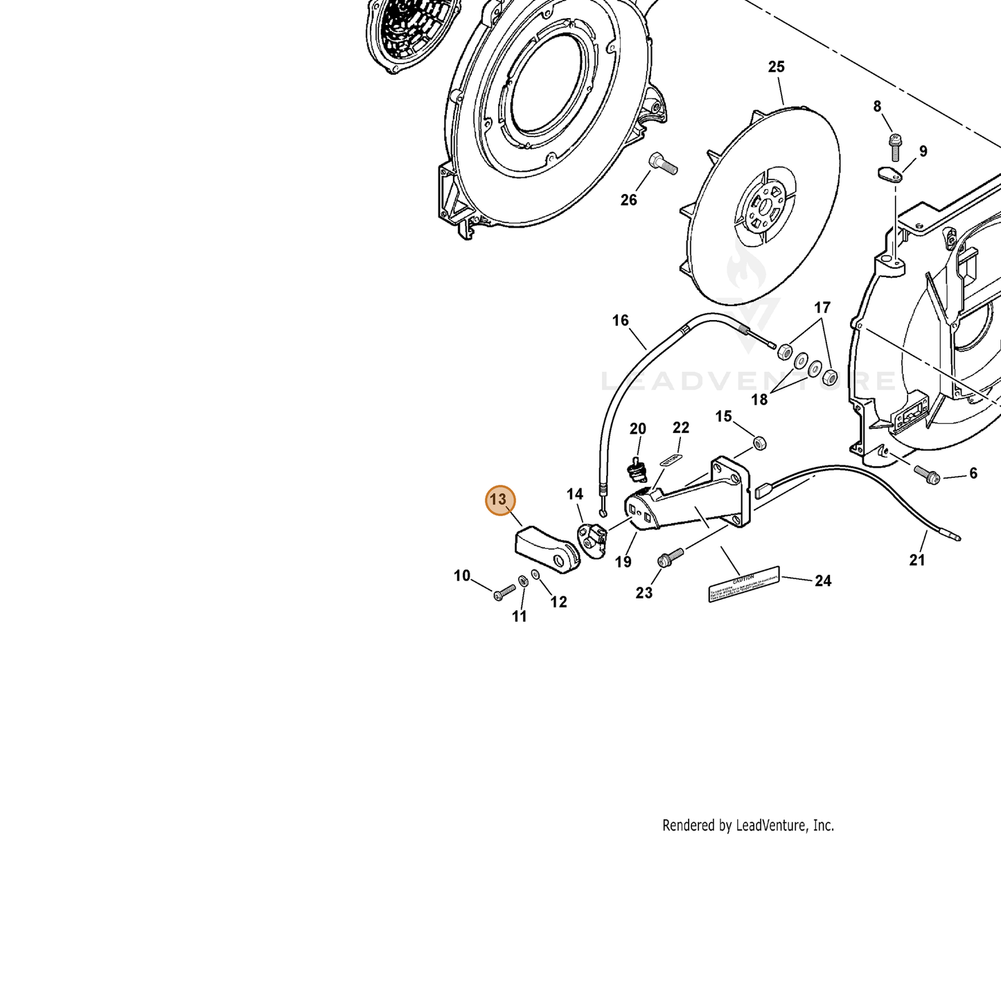 ECHO part 17801000661 — IPL diagram snippet (6x zoom, amber highlight)