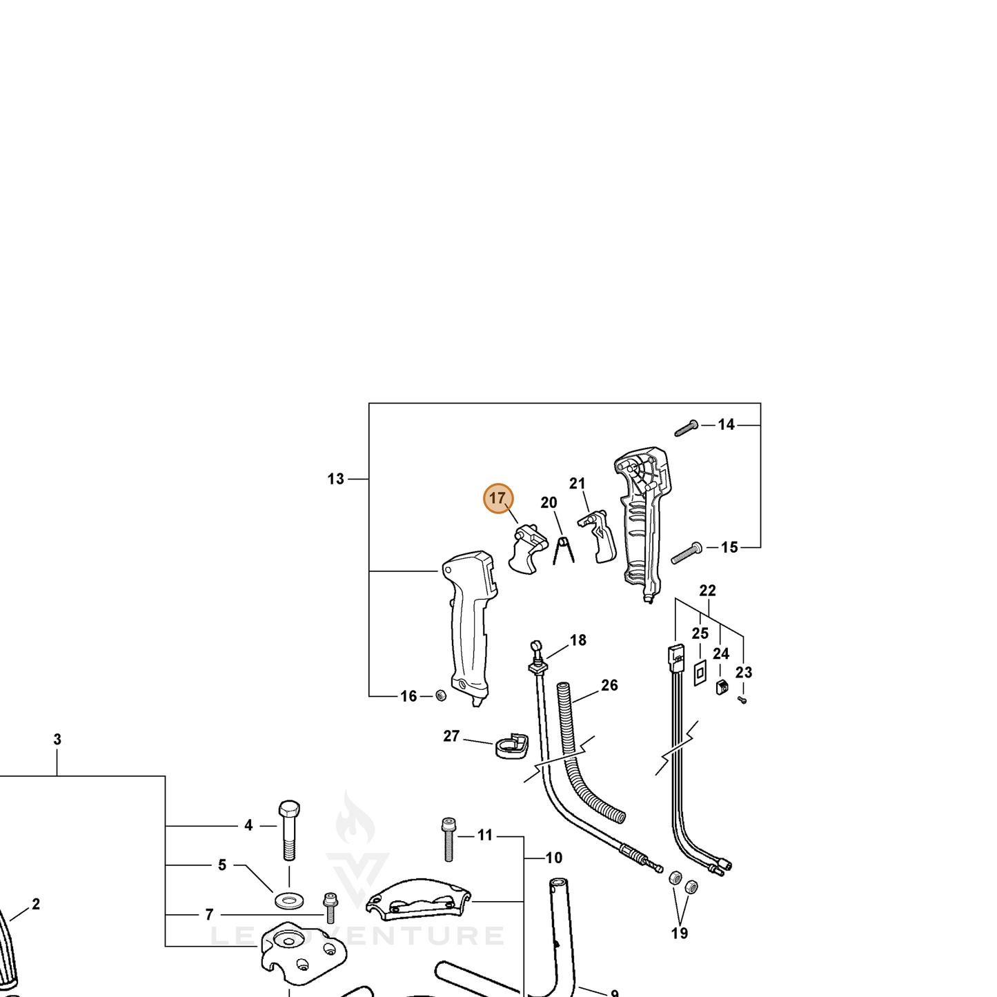 ECHO part 17801005960 — IPL diagram snippet (6x zoom, amber highlight)