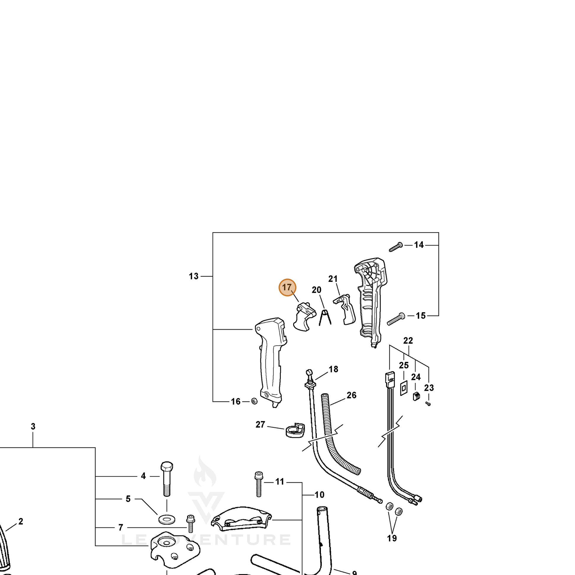 ECHO part 17801005960 — IPL diagram snippet (6x zoom, amber highlight)