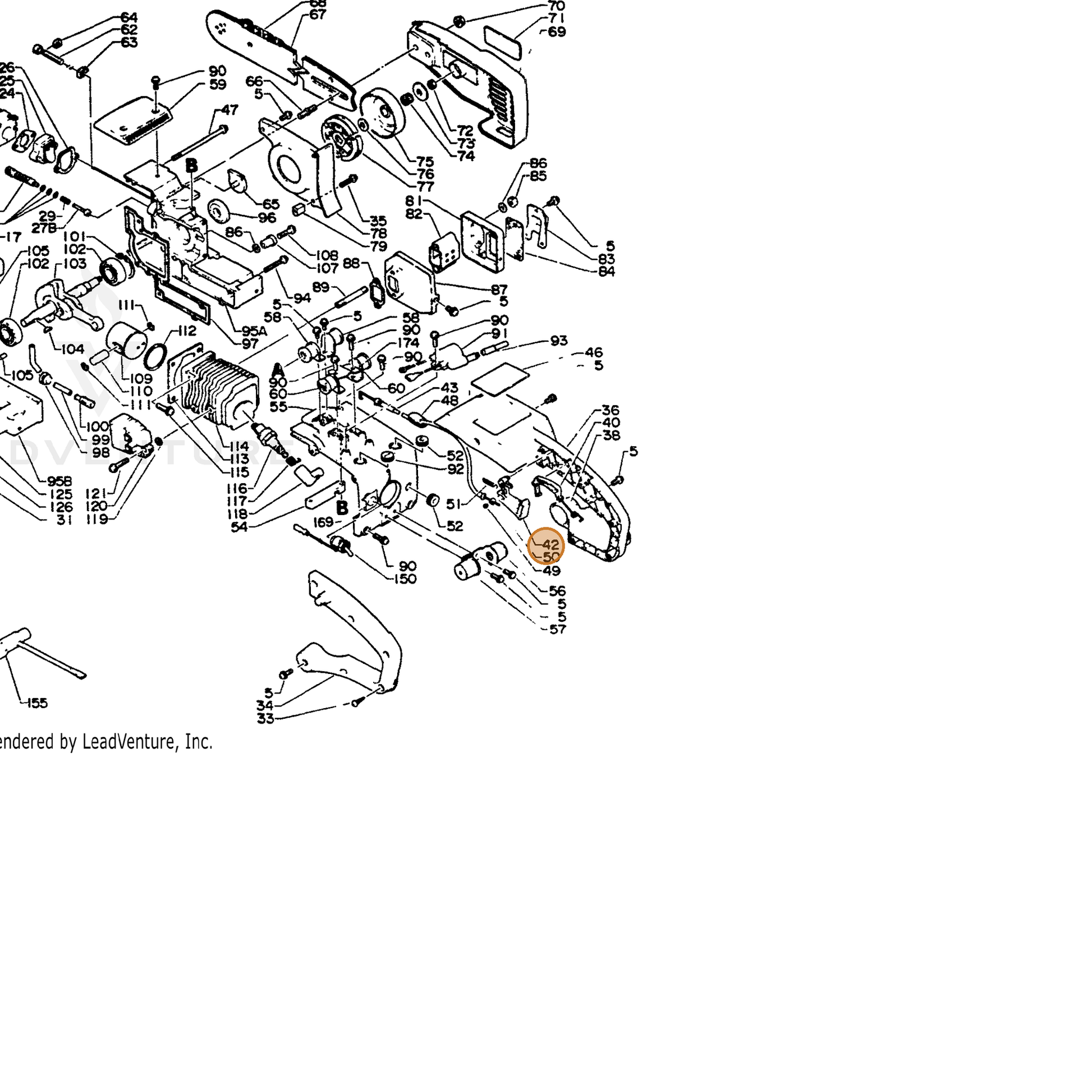 ECHO part 17801015031 — IPL diagram snippet (6x zoom, amber highlight)