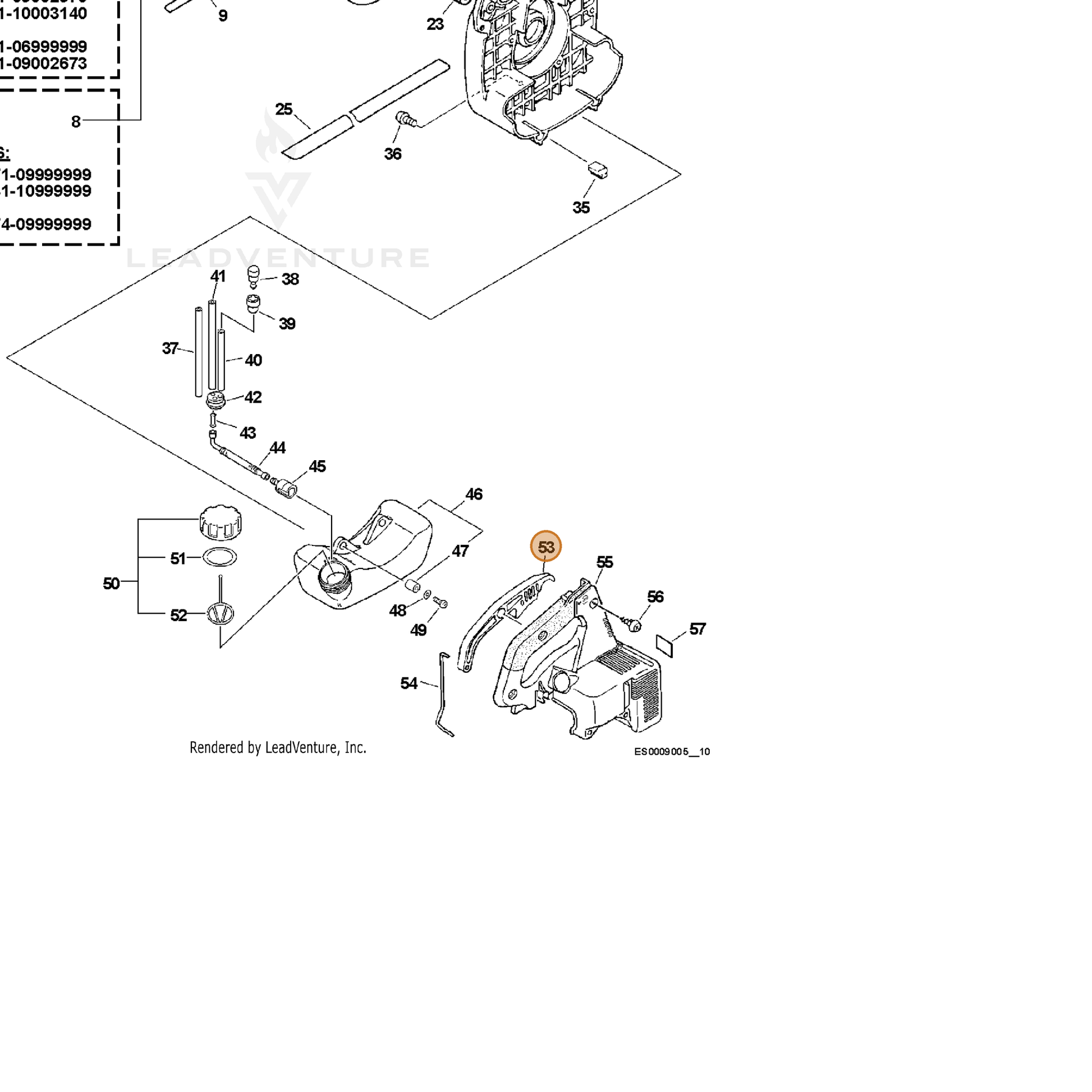 ECHO part 17801020560 — IPL diagram snippet (6x zoom, amber highlight)