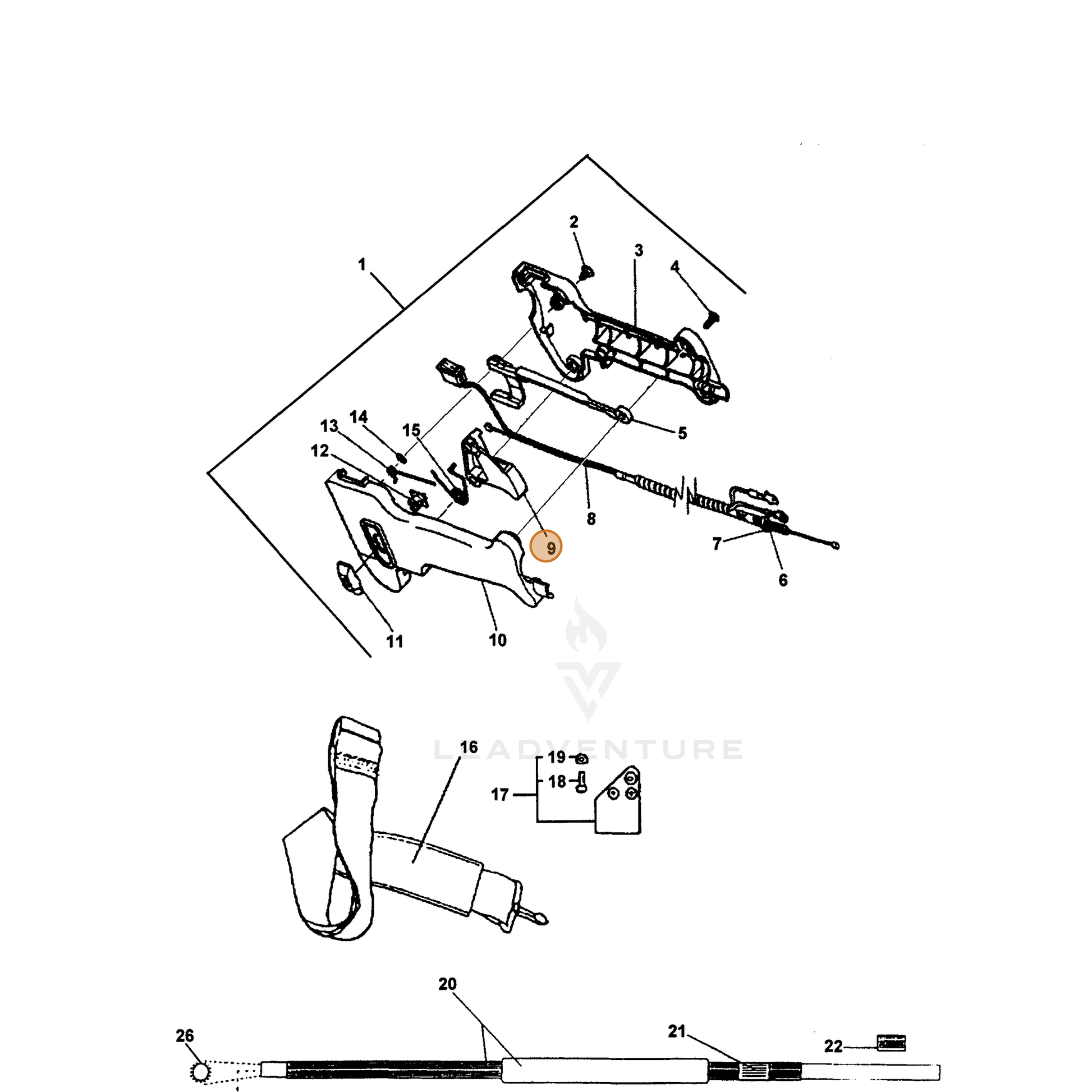 ECHO part 17801022060 — IPL diagram snippet (6x zoom, amber highlight)