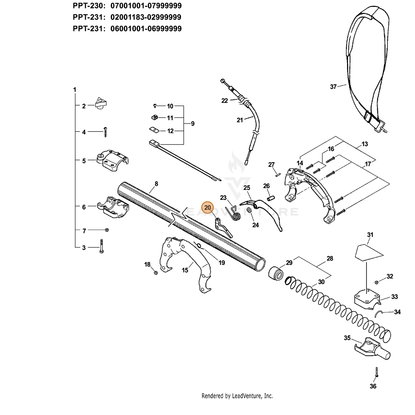 ECHO part 17801022560 — IPL diagram snippet (6x zoom, amber highlight)
