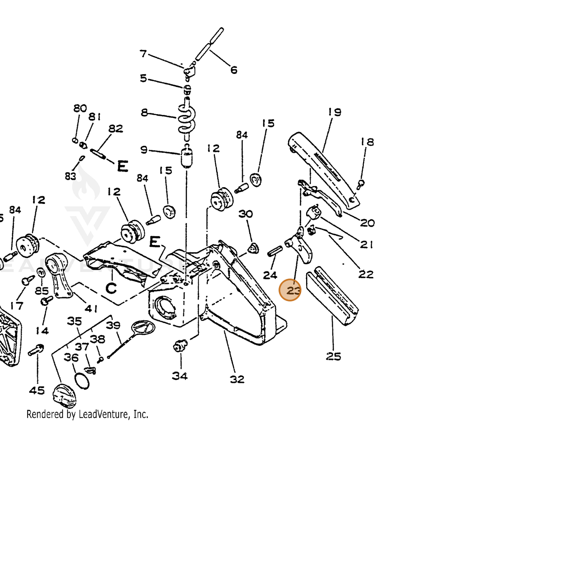 ECHO part 17801038130 — IPL diagram snippet (6x zoom, amber highlight)