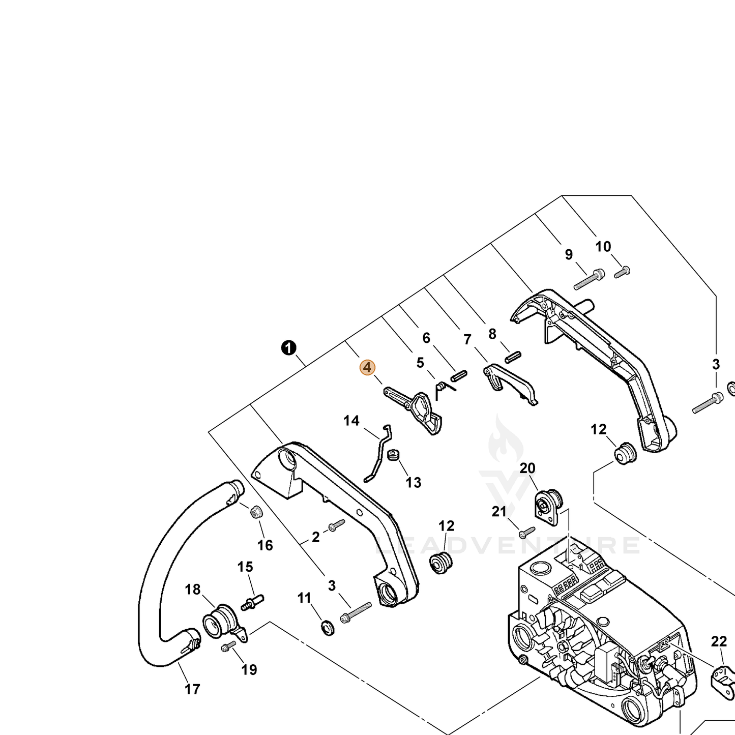 ECHO part 17801039131 — IPL diagram snippet (6x zoom, amber highlight)