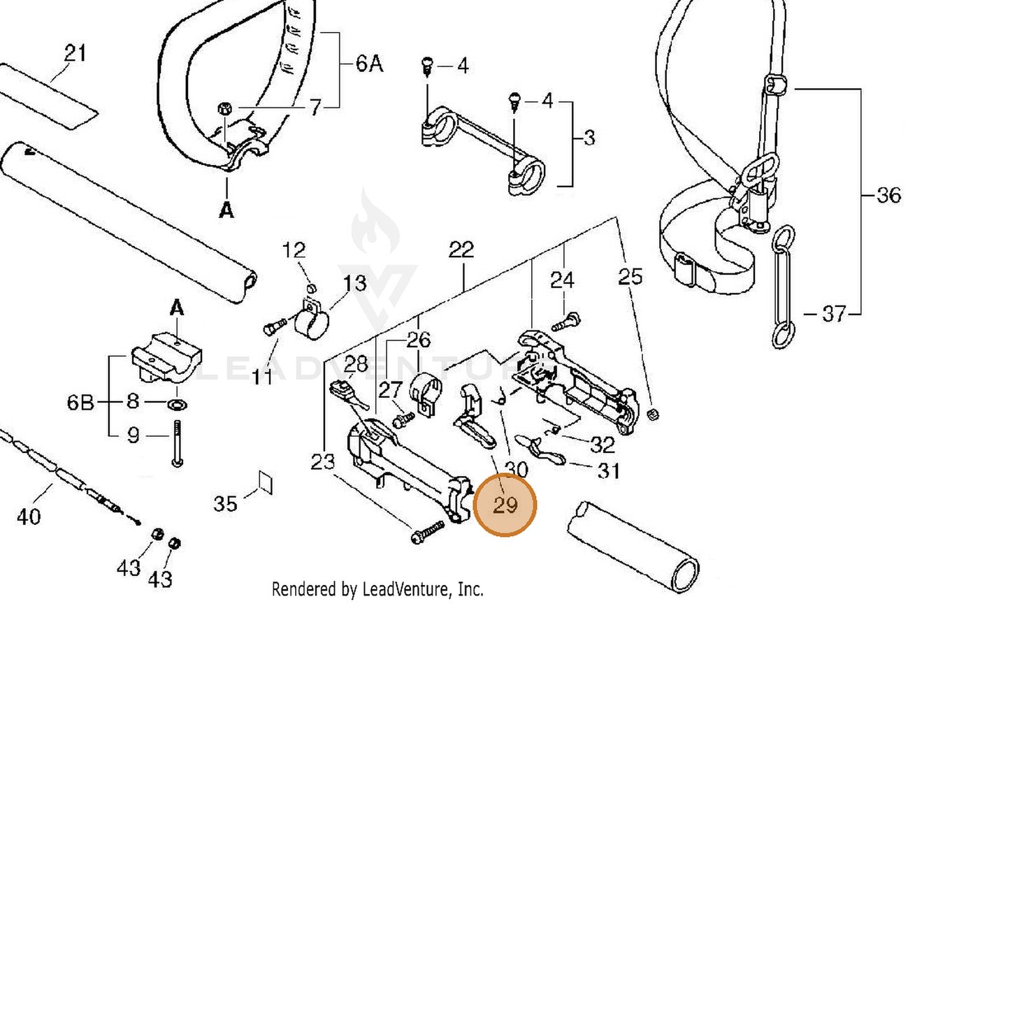 ECHO part 17801042232 — IPL diagram snippet (6x zoom, amber highlight)