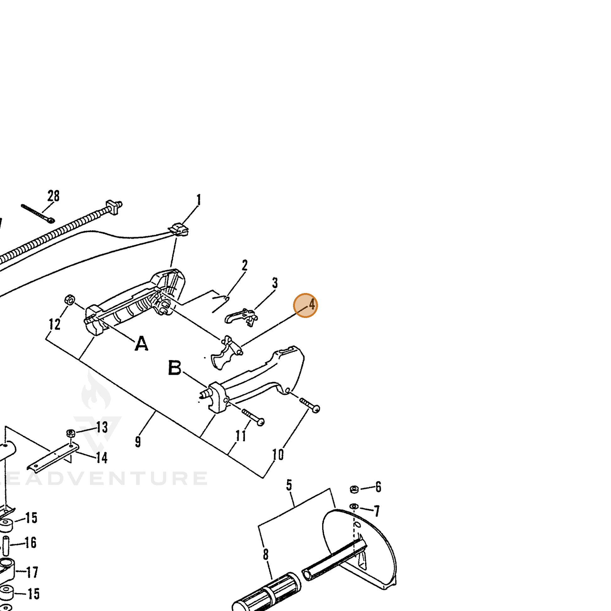 ECHO part 17801046930 — IPL diagram snippet (6x zoom, amber highlight)