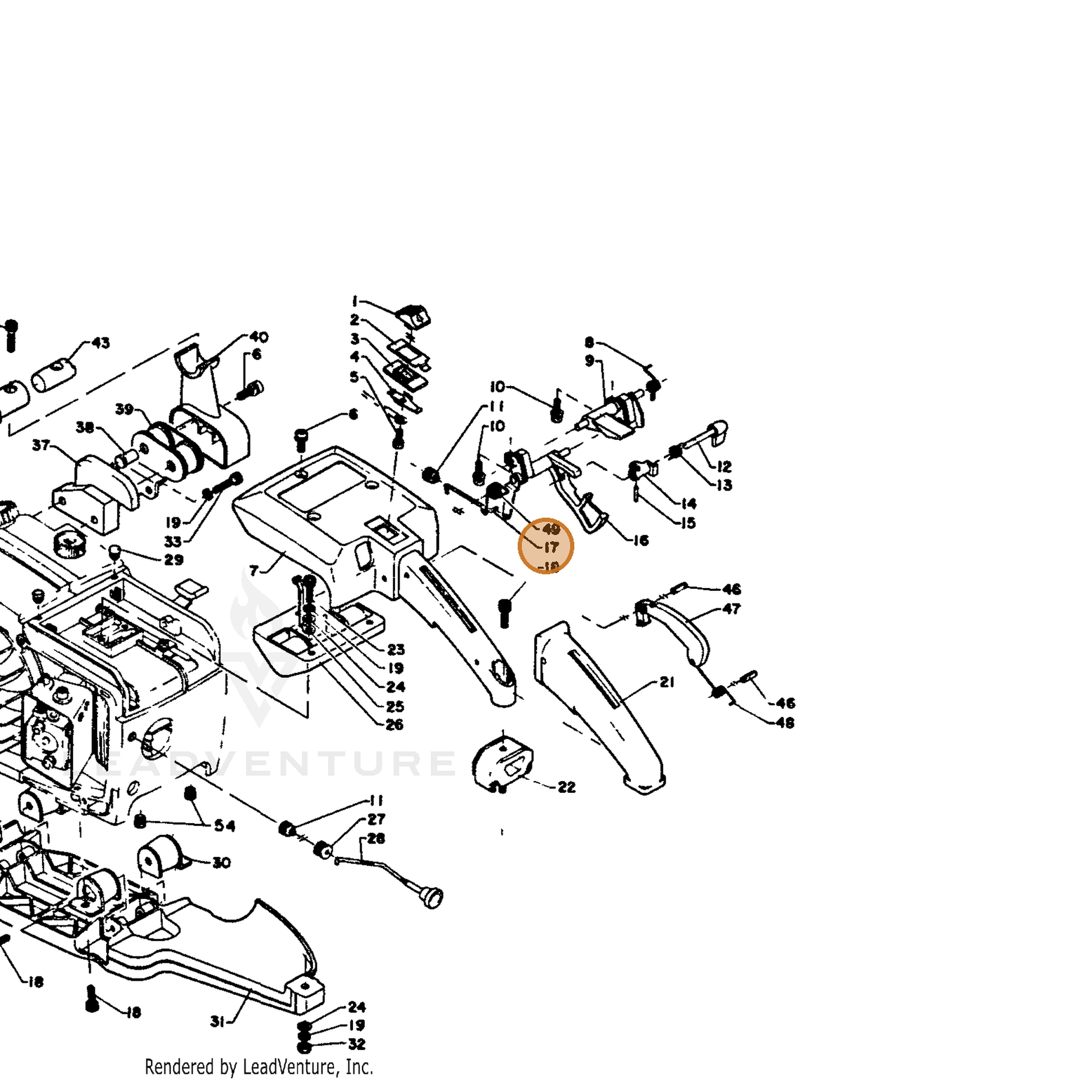 ECHO part 17801110231 — IPL diagram snippet (6x zoom, amber highlight)