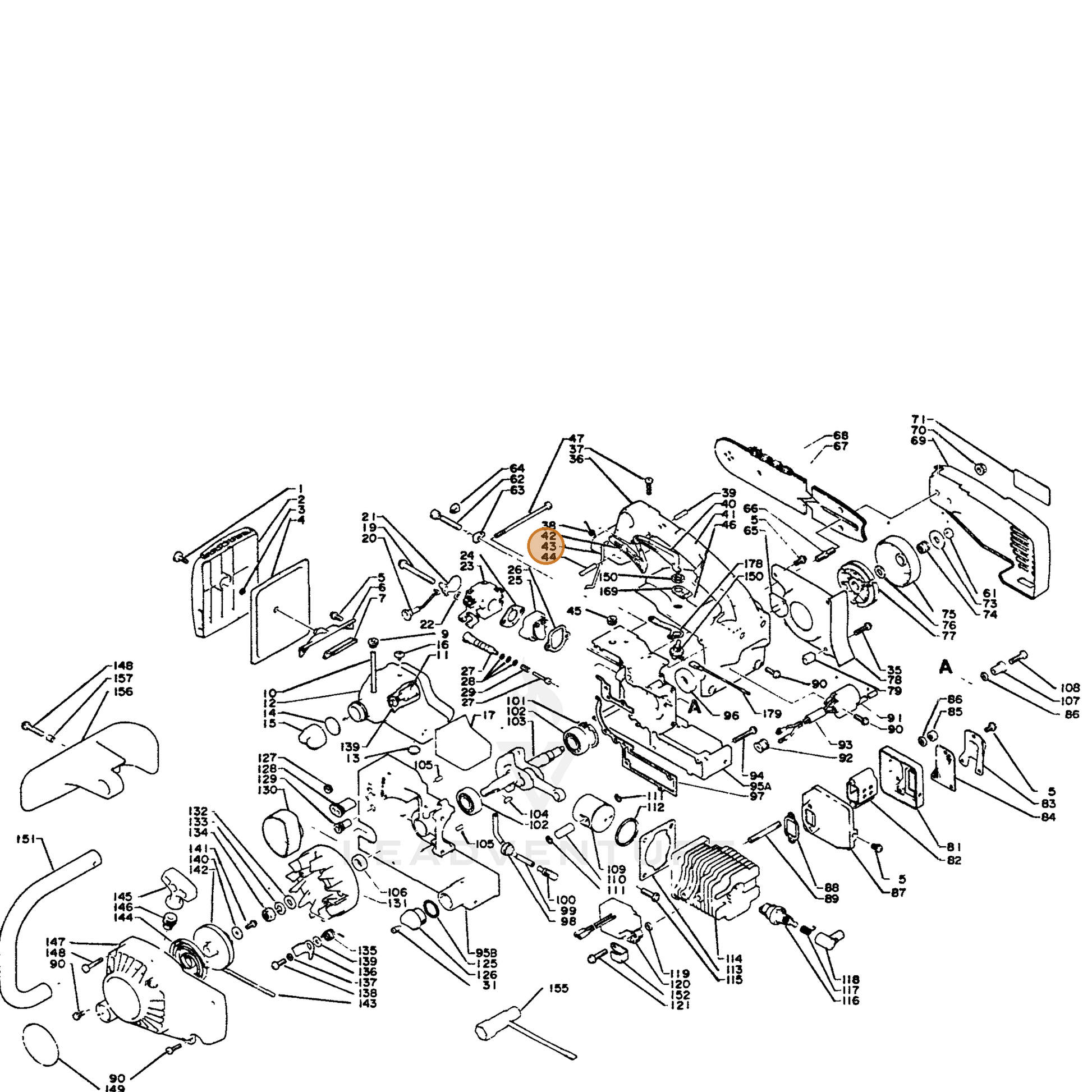 ECHO part 17801113930 — IPL diagram snippet (6x zoom, amber highlight)