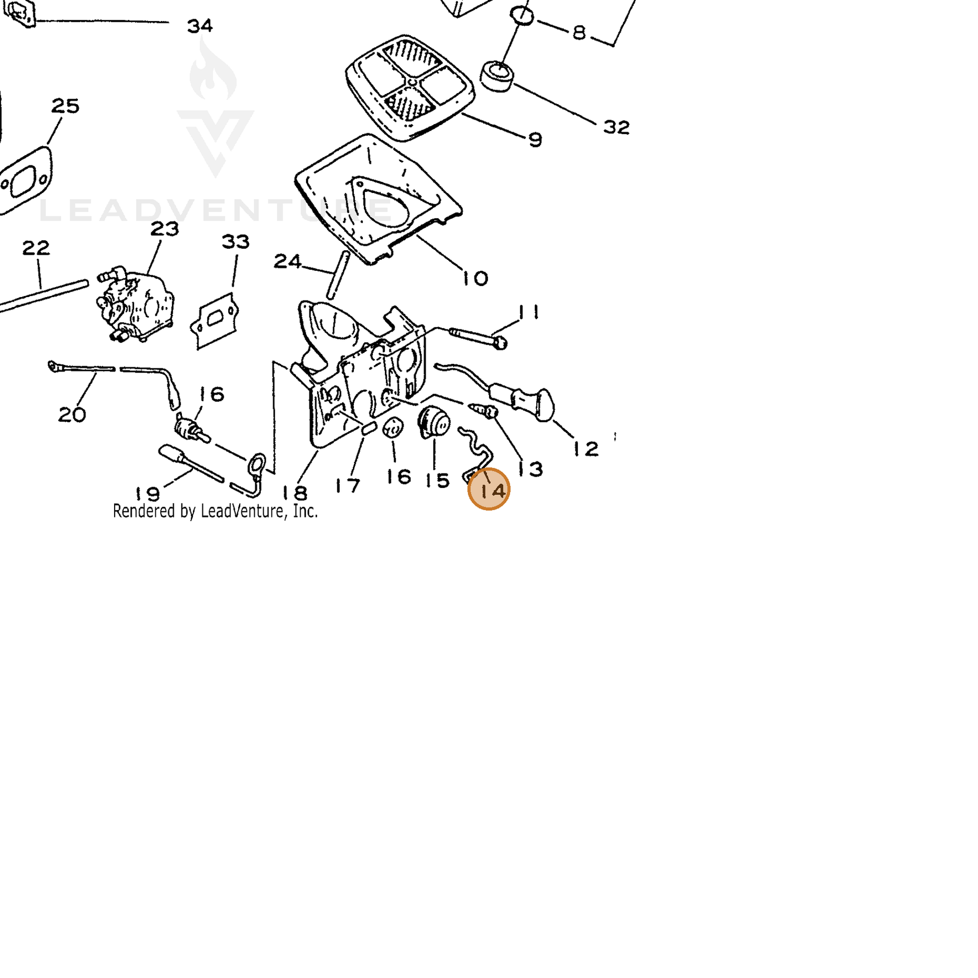 ECHO part 17801135430 — IPL diagram snippet (6x zoom, amber highlight)