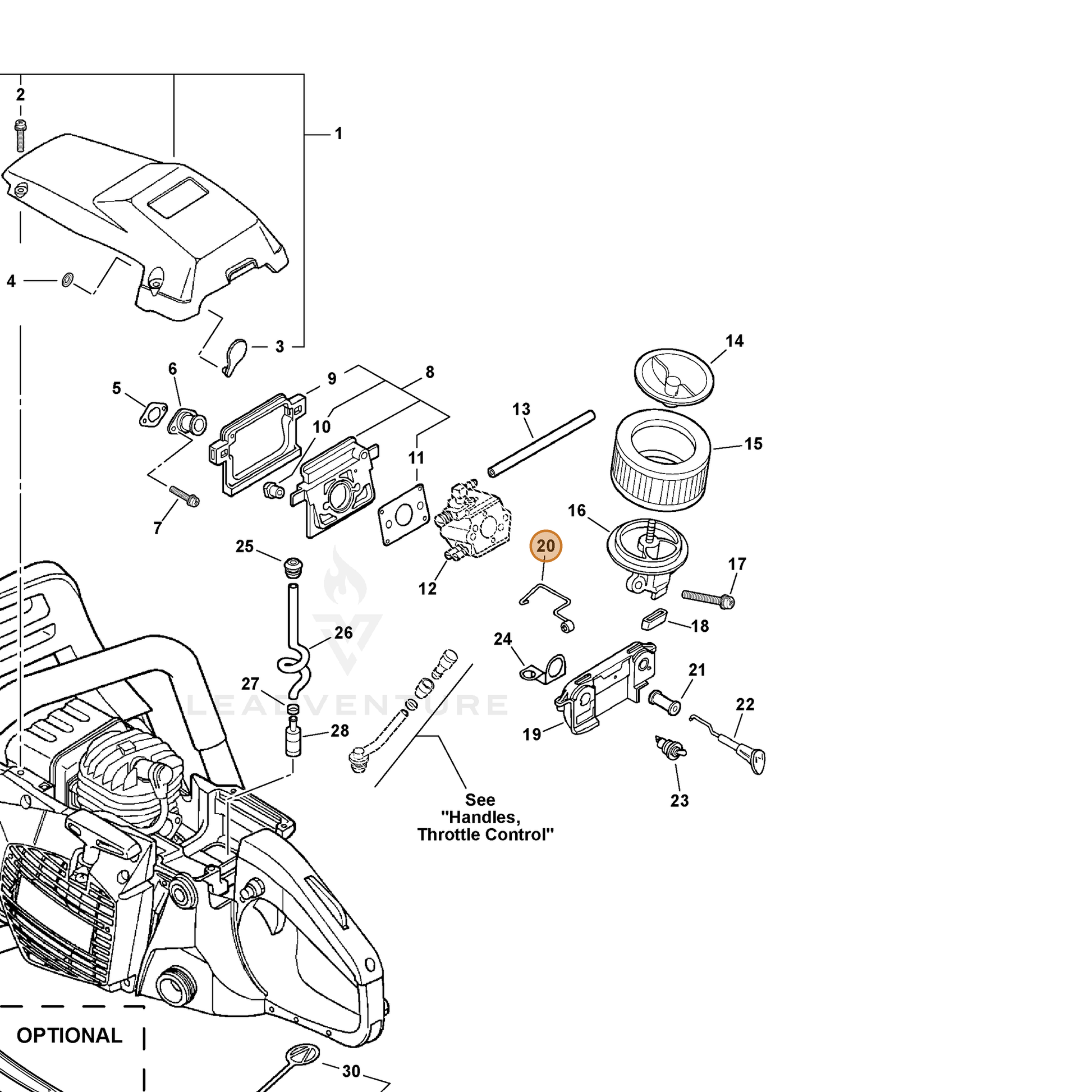 ECHO part 17801138331 — IPL diagram snippet (6x zoom, amber highlight)