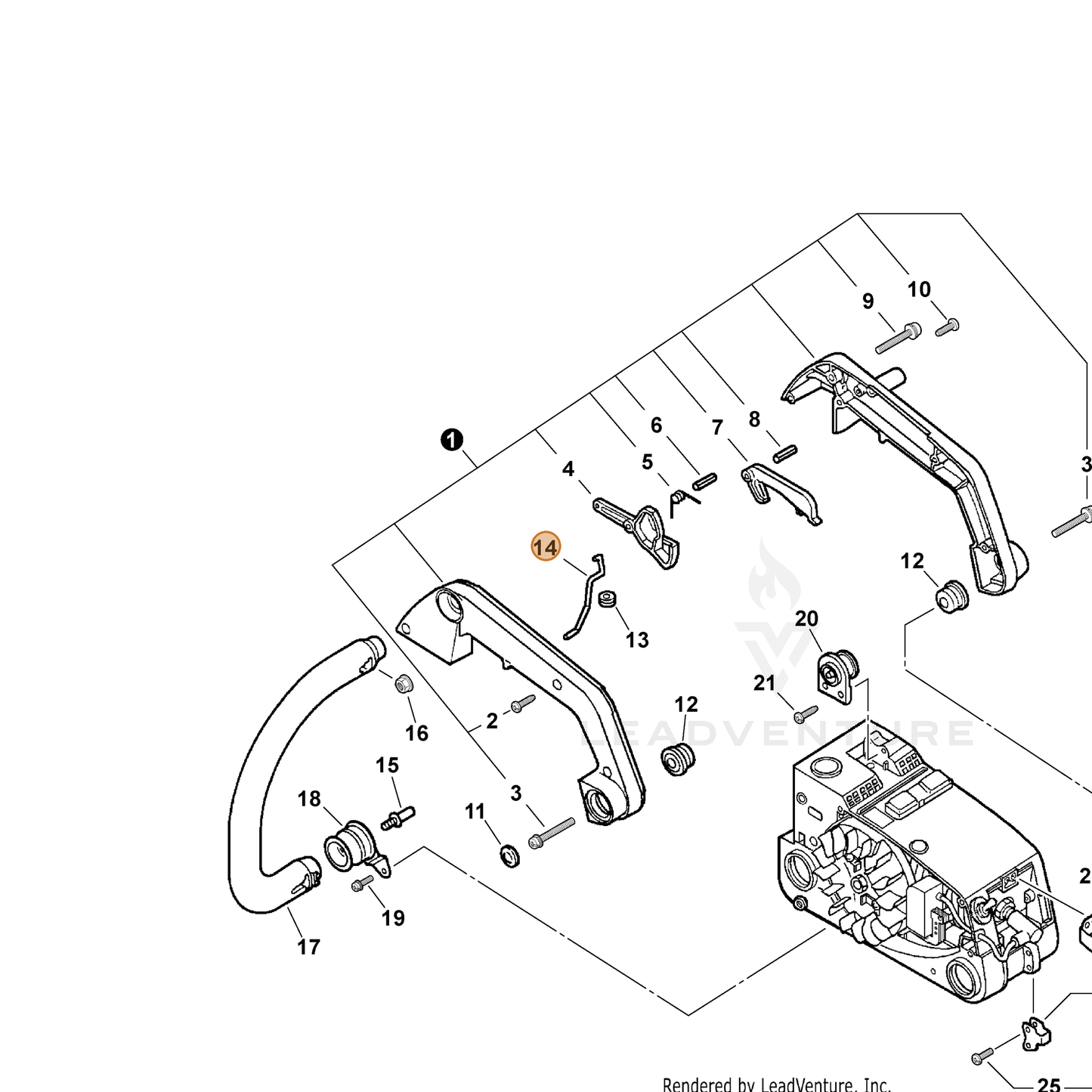 ECHO part 17801139131 — IPL diagram snippet (6x zoom, amber highlight)