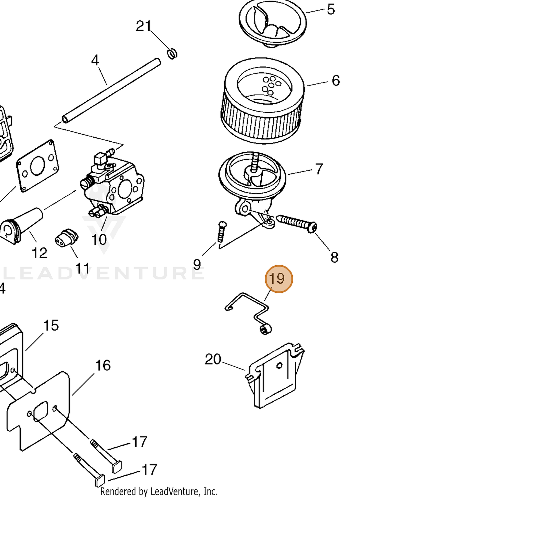 ECHO part 17801161530 — IPL diagram snippet (6x zoom, amber highlight)
