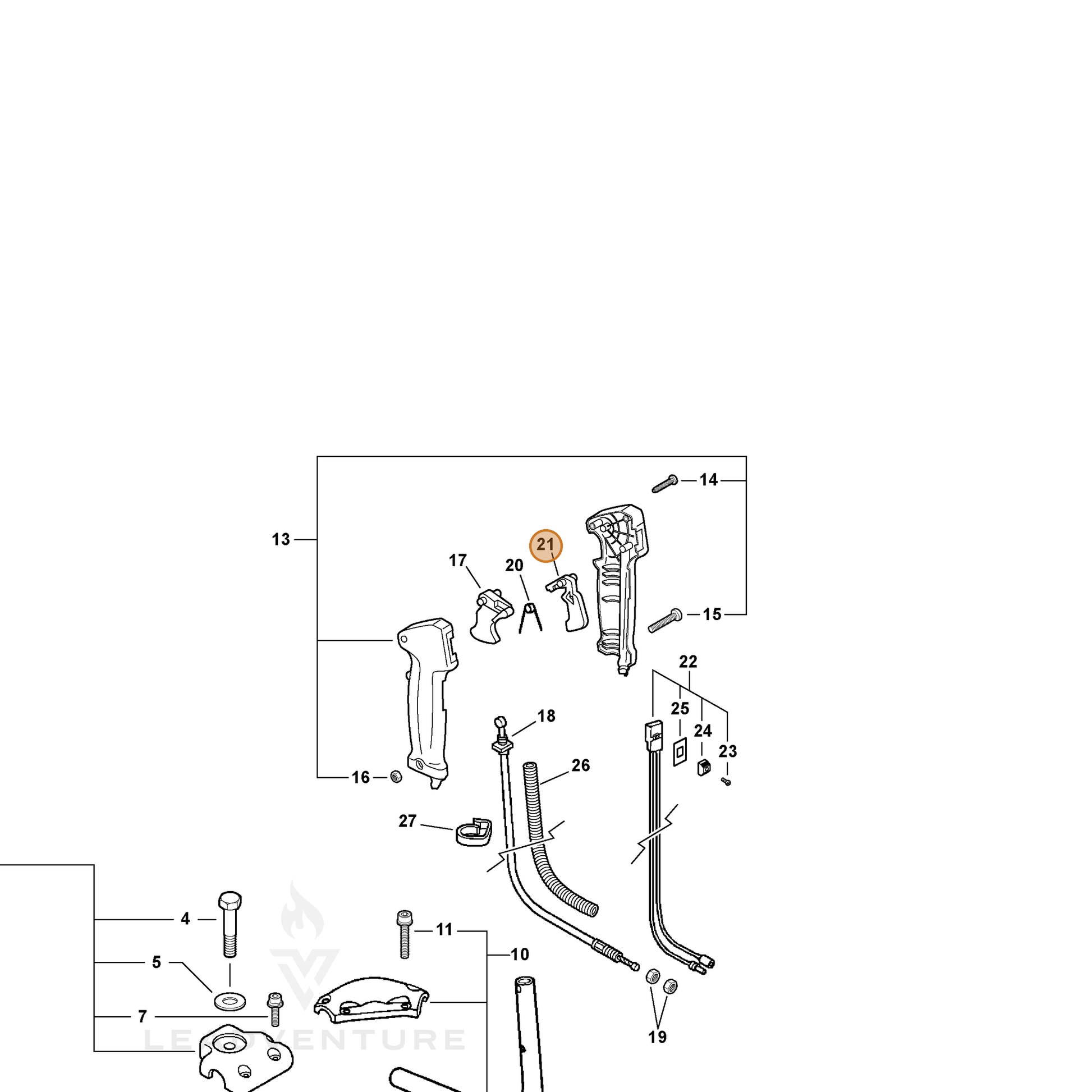 ECHO part 17801205960 — IPL diagram snippet (6x zoom, amber highlight)