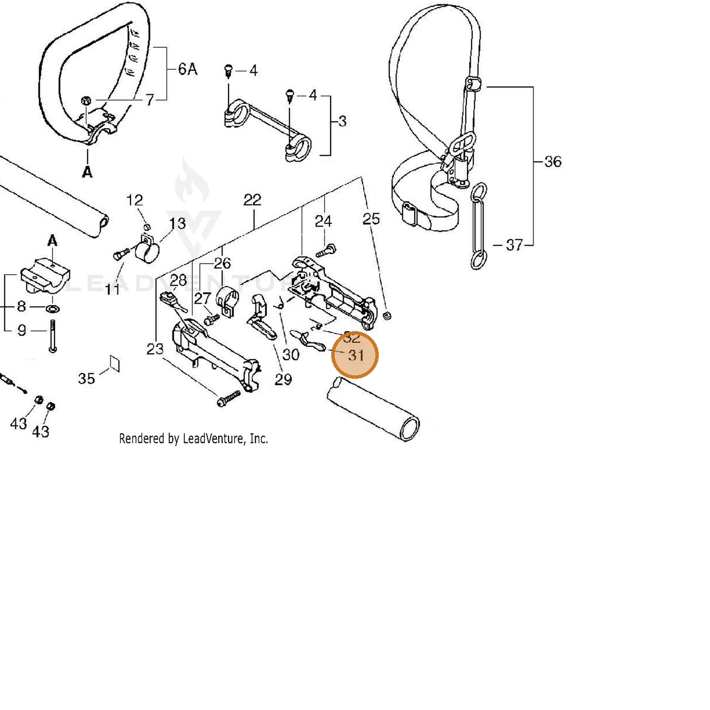 ECHO part 17801242230 — IPL diagram snippet (6x zoom, amber highlight)