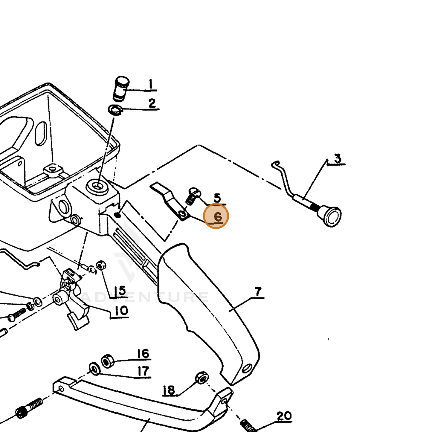 ECHO part 17801300230 — IPL diagram snippet (6x zoom, amber highlight)