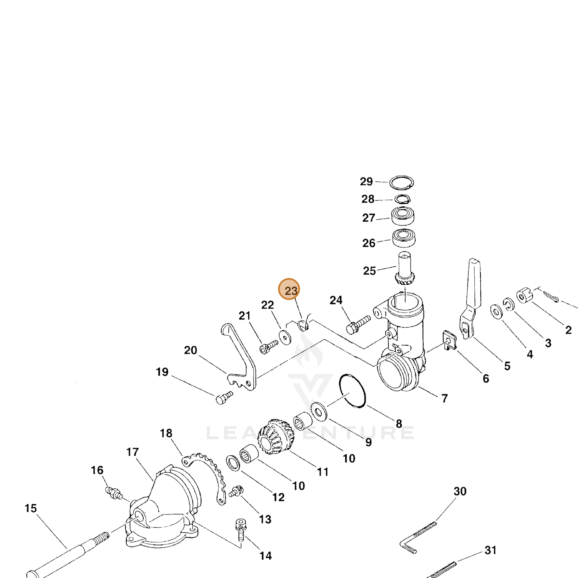 ECHO part 17801312360 — IPL diagram snippet (6x zoom, amber highlight)
