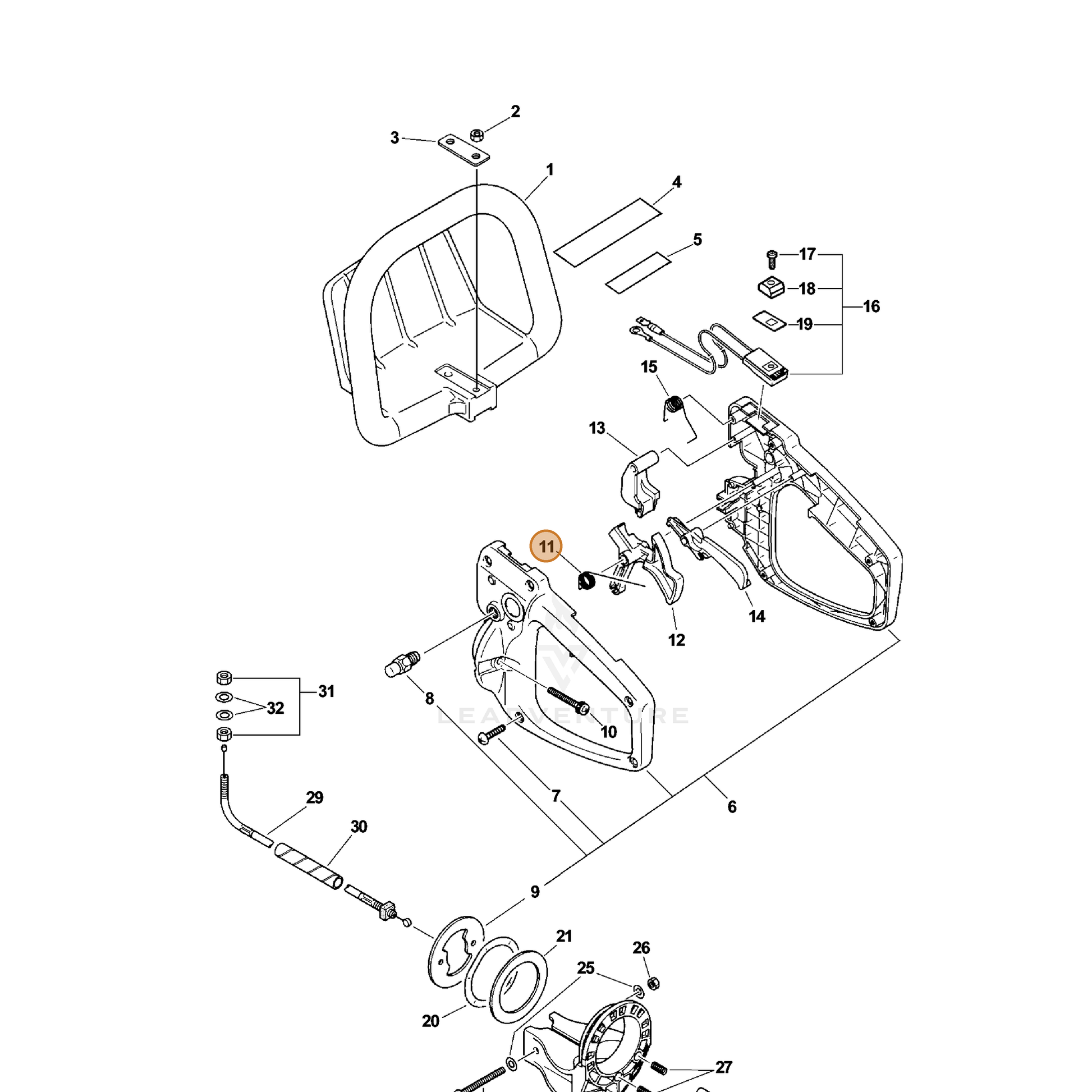 ECHO part 17801313660 — IPL diagram snippet (6x zoom, amber highlight)