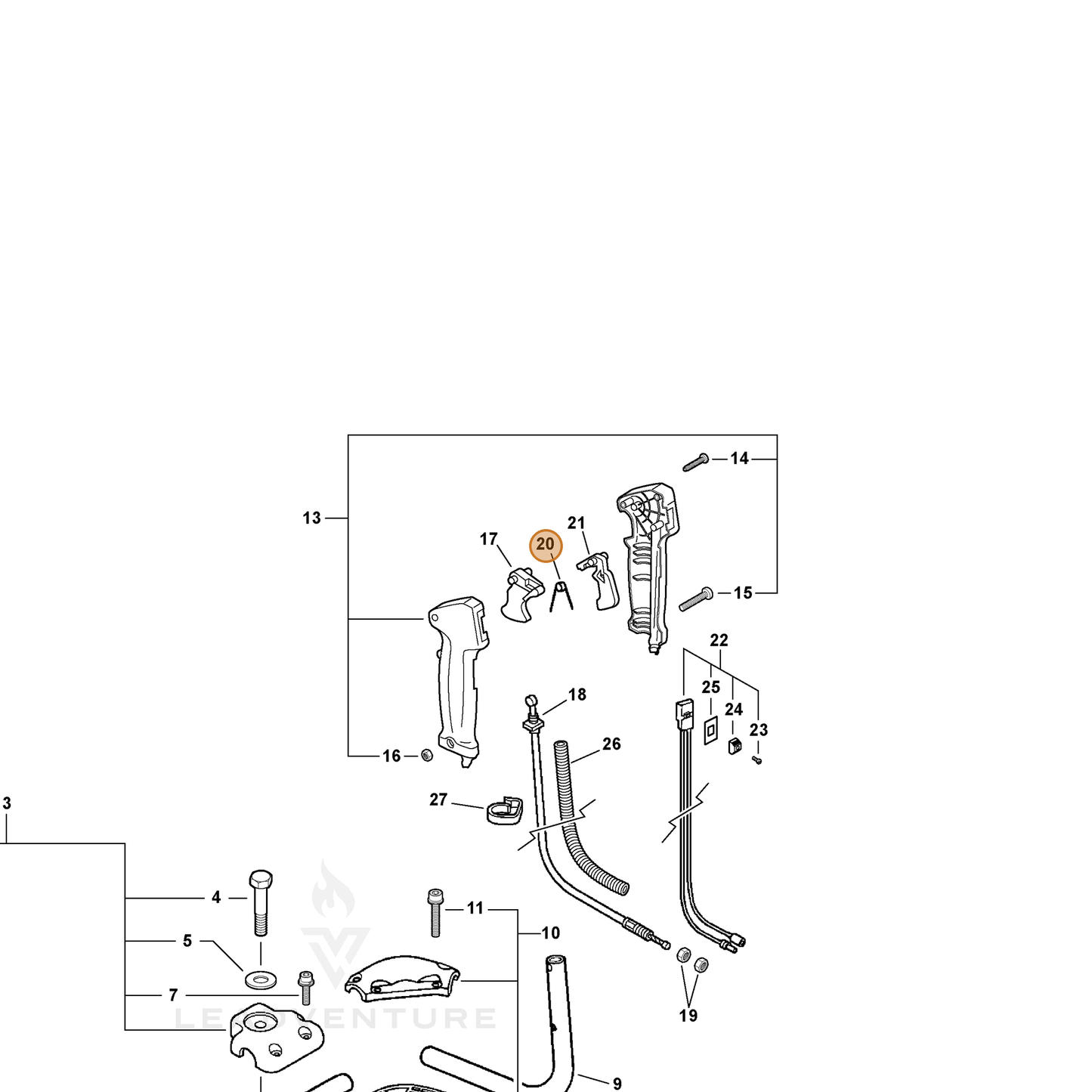 ECHO part 17801335631 — IPL diagram snippet (6x zoom, amber highlight)