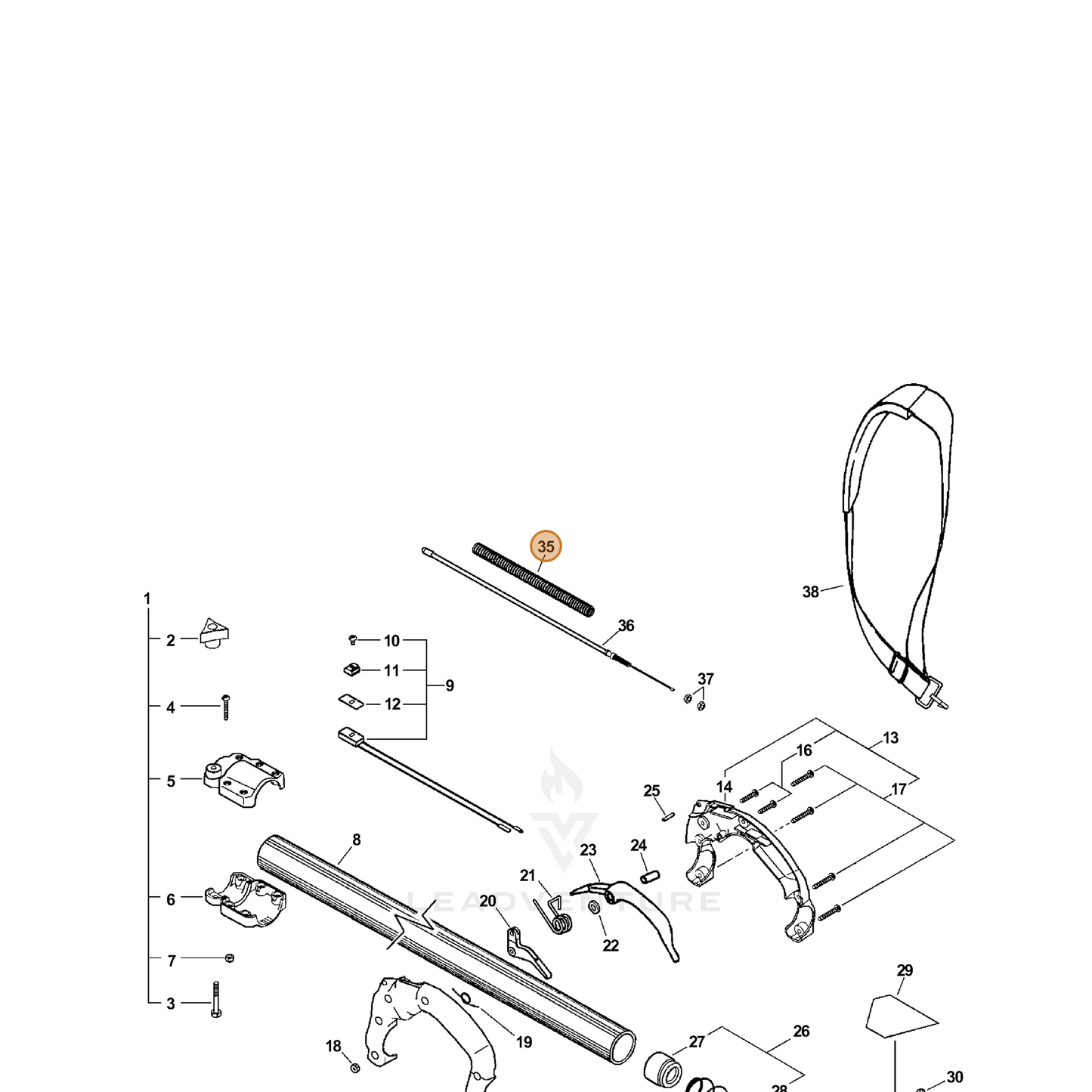 ECHO part 17801622360 — IPL diagram snippet (6x zoom, amber highlight)