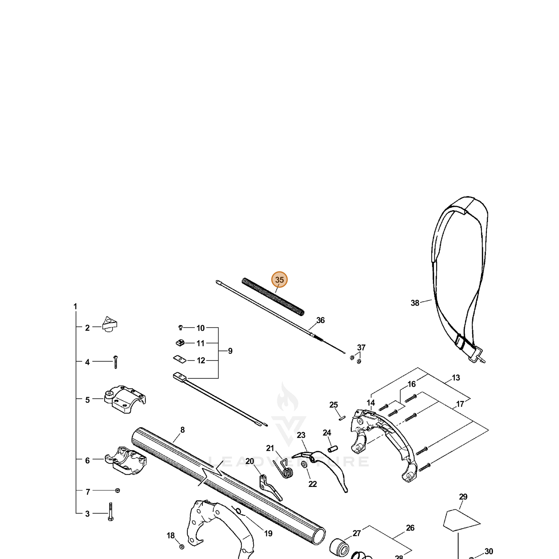 ECHO part 17801622360 — IPL diagram snippet (6x zoom, amber highlight)