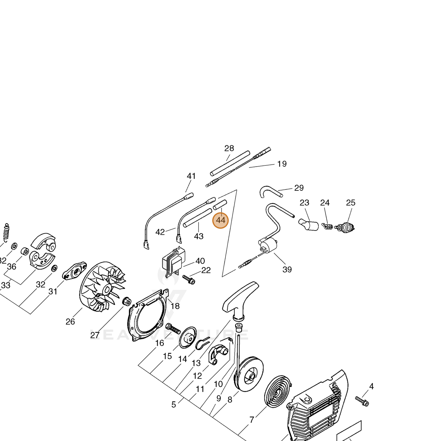 ECHO part 17801647430 — IPL diagram snippet (6x zoom, amber highlight)
