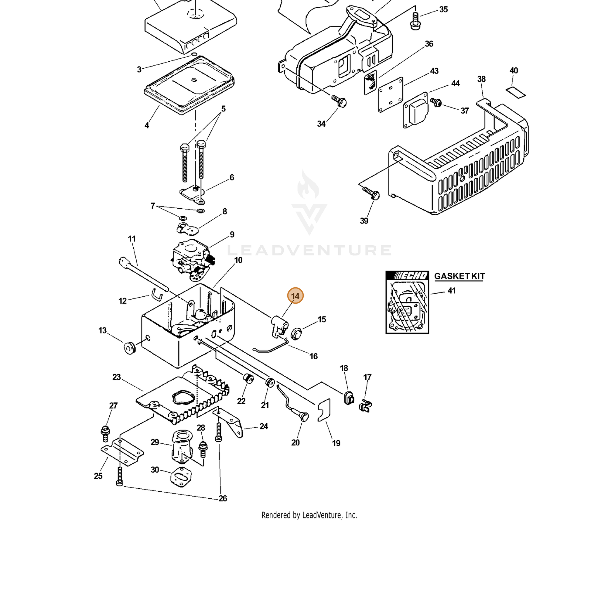 ECHO part 17801703360 — IPL diagram snippet (6x zoom, amber highlight)