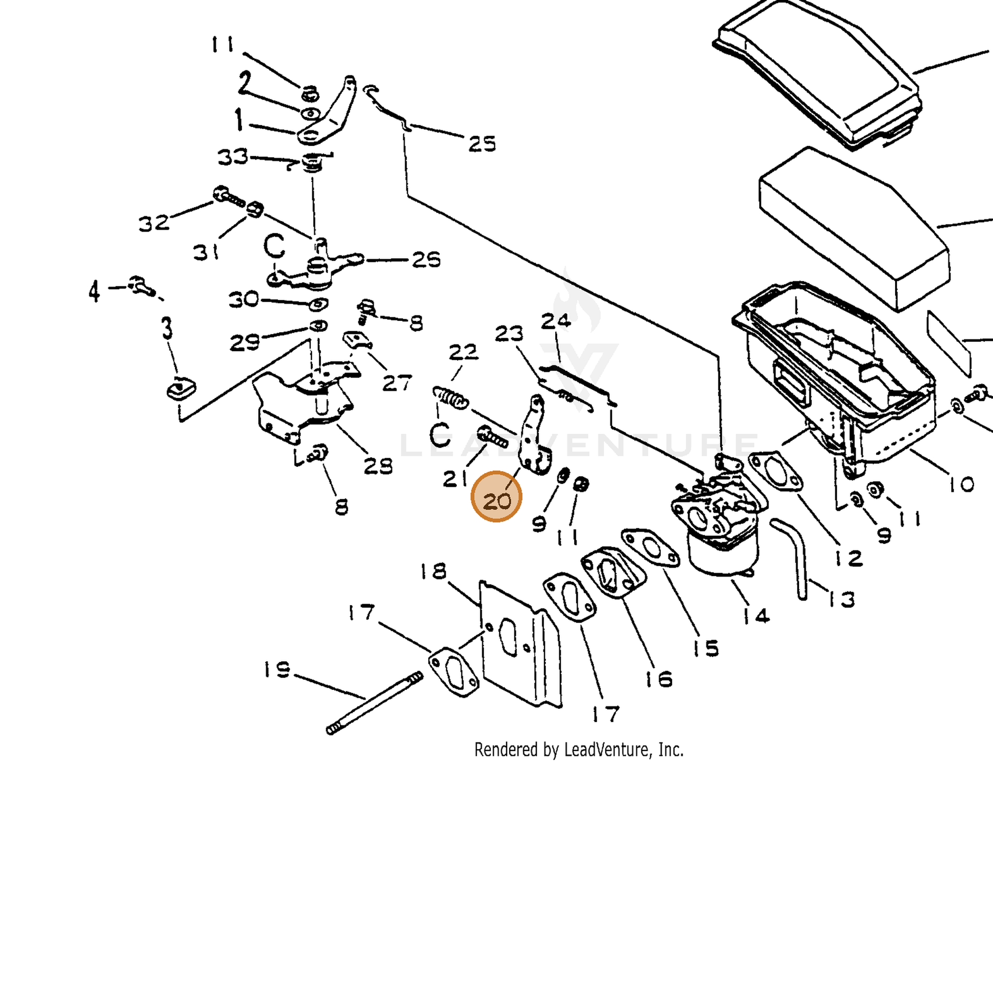 ECHO part 17801711620 — IPL diagram snippet (6x zoom, amber highlight)