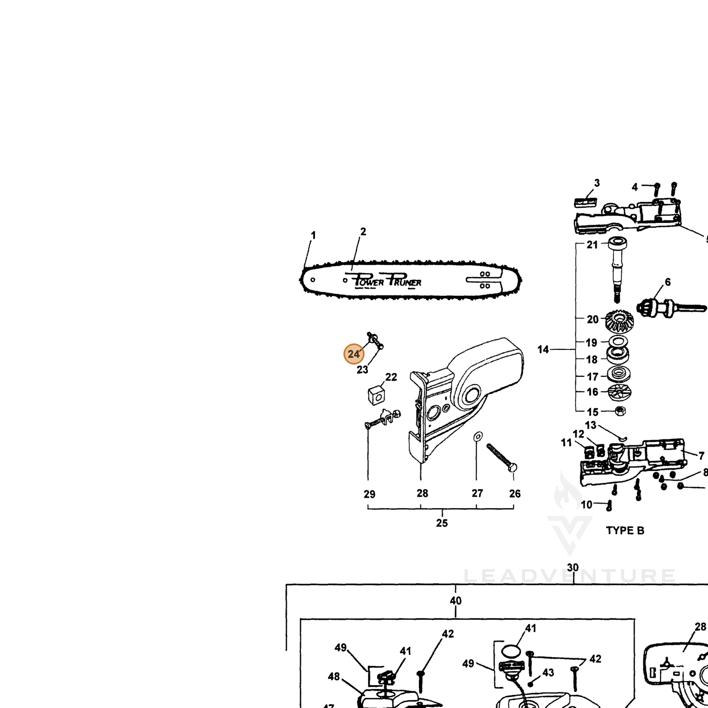 ECHO part 17802022360 — IPL diagram snippet (6x zoom, amber highlight)