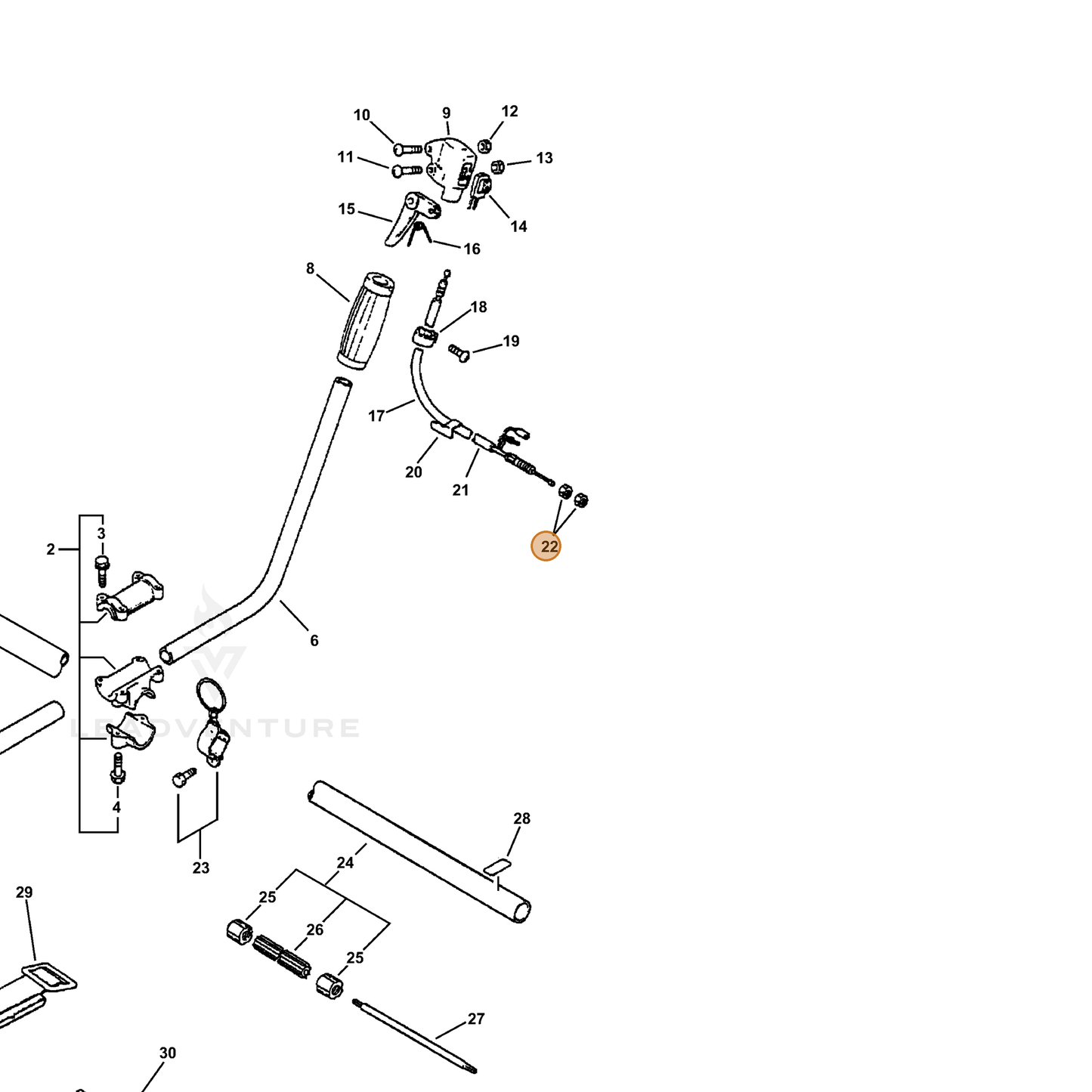ECHO part 17802105530 — IPL diagram snippet (6x zoom, amber highlight)