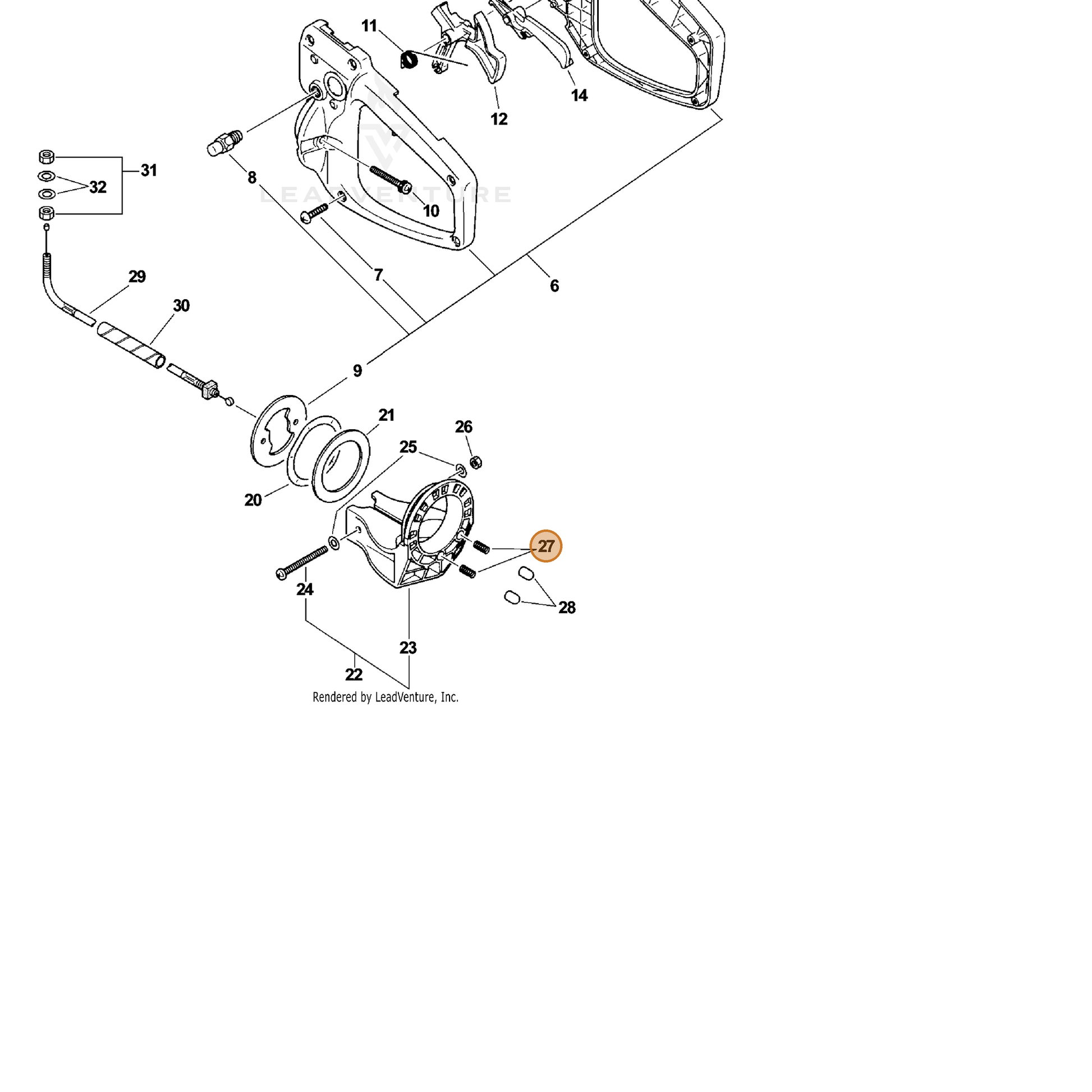 ECHO part 17804313360 — IPL diagram snippet (6x zoom, amber highlight)