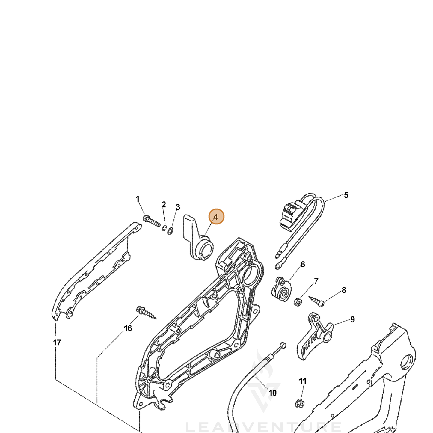 ECHO part 17805407560 — IPL diagram snippet (6x zoom, amber highlight)