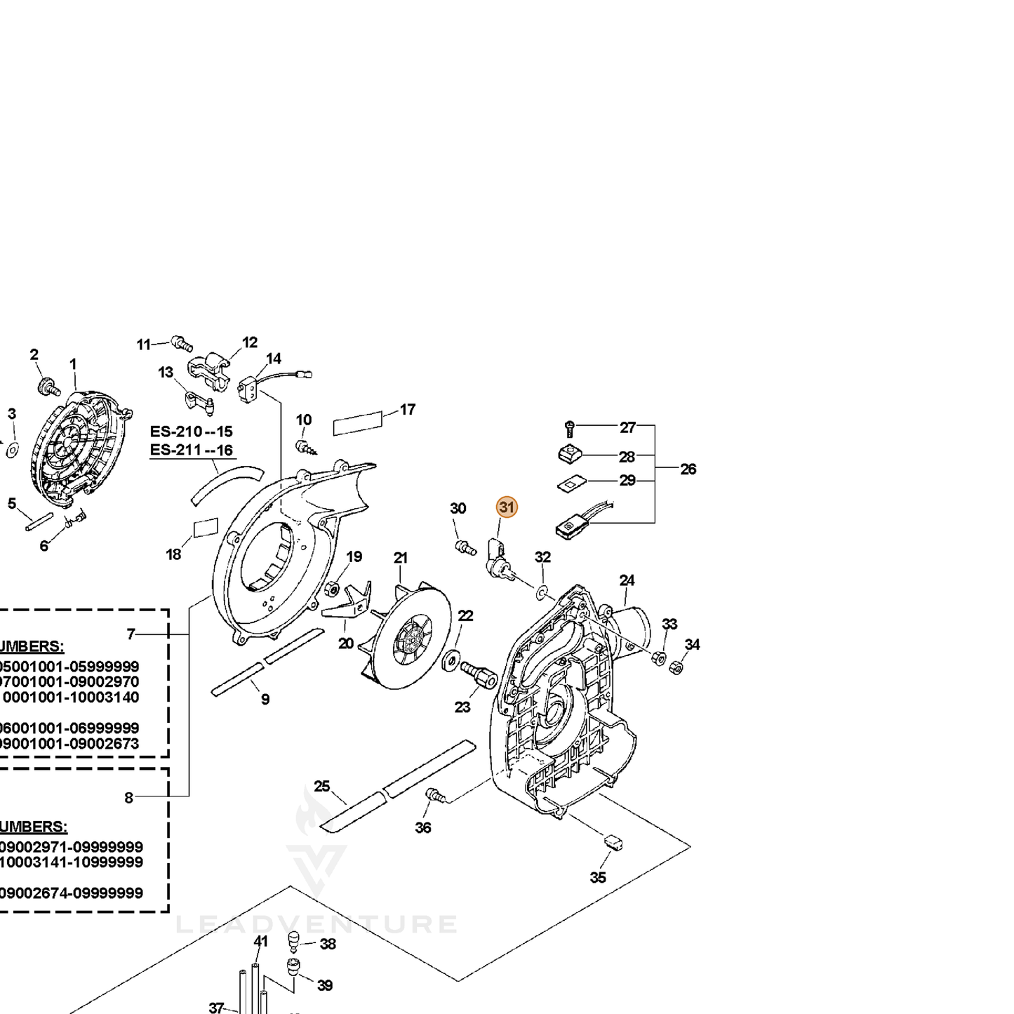 ECHO part 17805420560 — IPL diagram snippet (6x zoom, amber highlight)