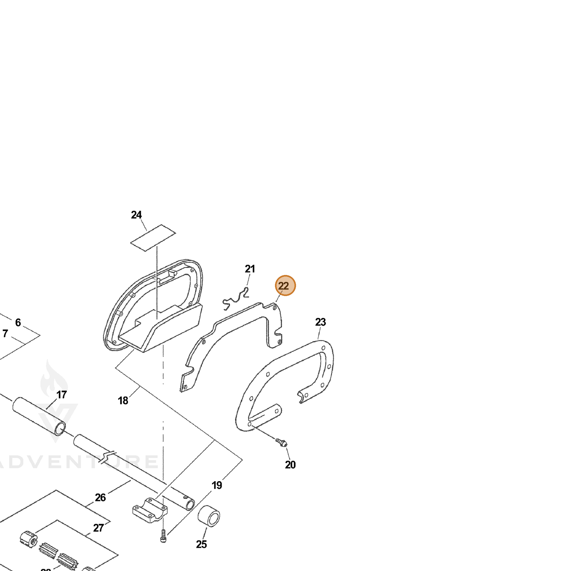 ECHO part 17805421460 — IPL diagram snippet (6x zoom, amber highlight)