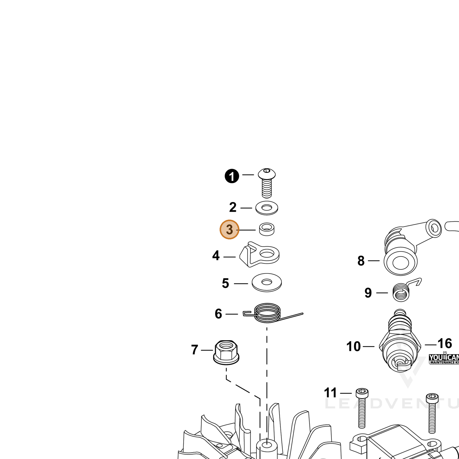 ECHO part 17807010860 — IPL diagram snippet (6x zoom, amber highlight)
