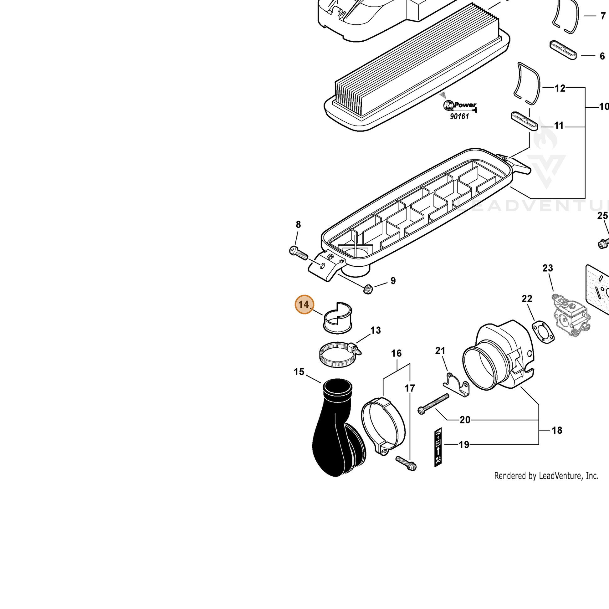 ECHO part 17807608360 — IPL diagram snippet (6x zoom, amber highlight)