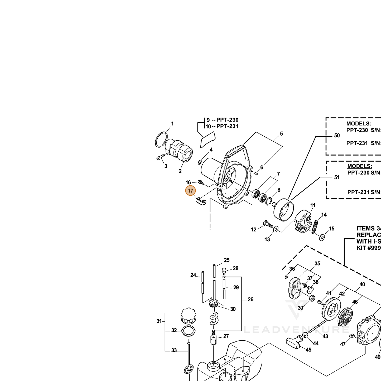ECHO part 17811106230 — IPL diagram snippet (6x zoom, amber highlight)