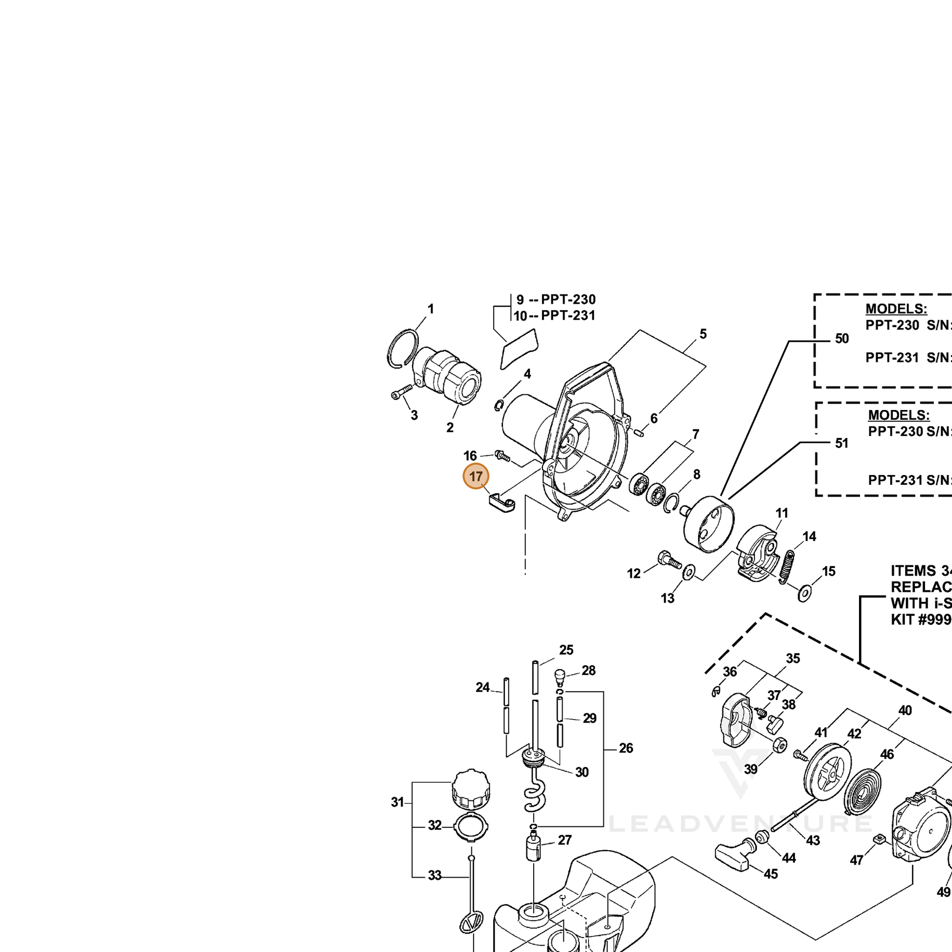 ECHO part 17811106230 — IPL diagram snippet (6x zoom, amber highlight)