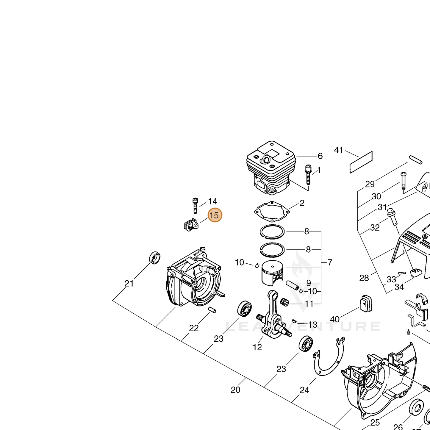ECHO part 17811254432 — IPL diagram snippet (6x zoom, amber highlight)