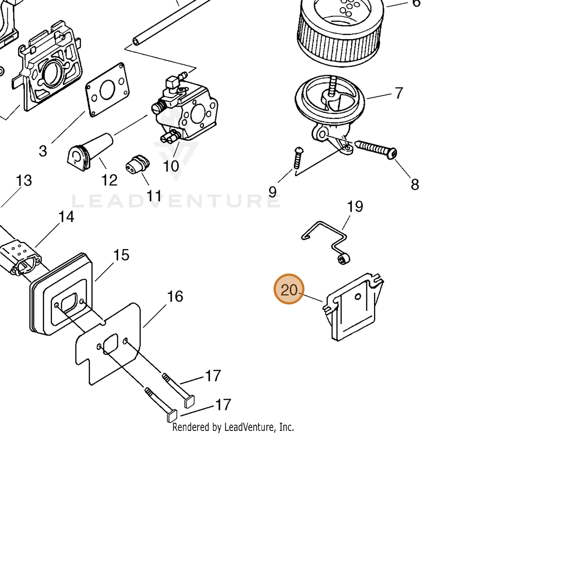 ECHO part 17811260931 — IPL diagram snippet (6x zoom, amber highlight)