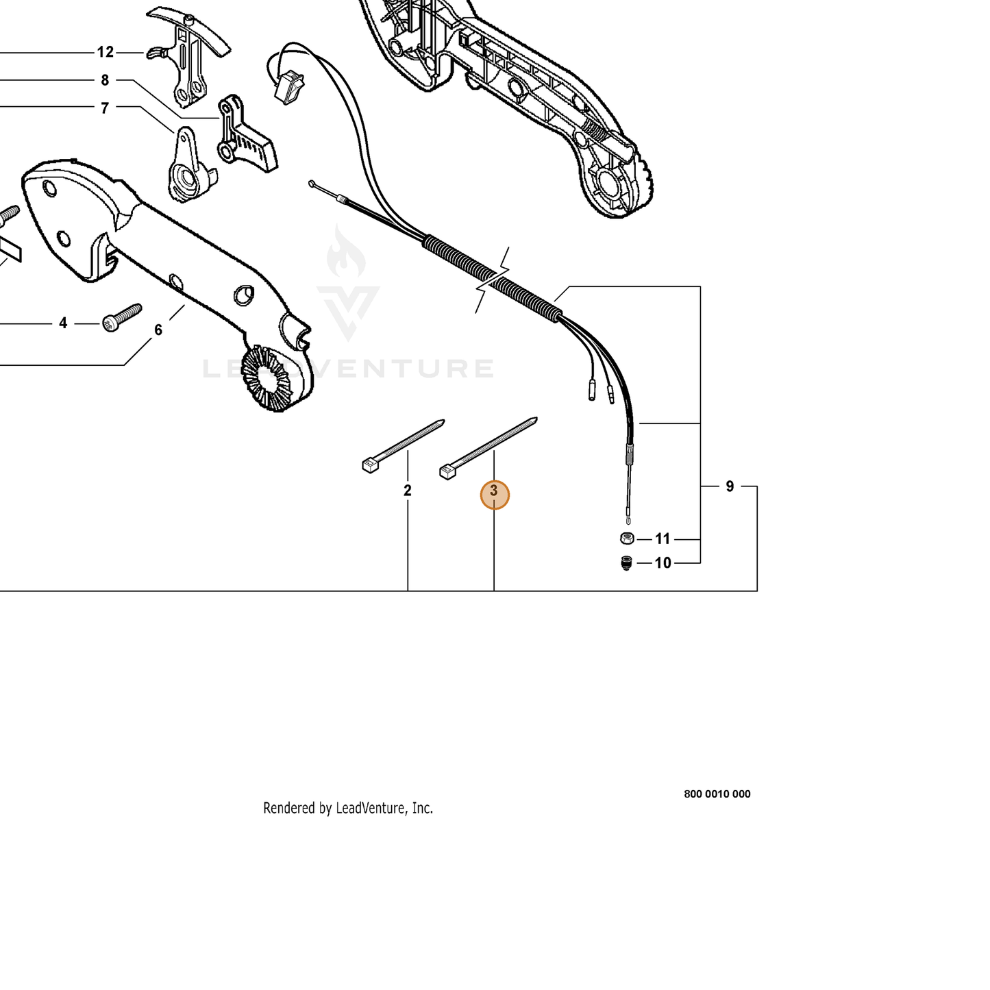 ECHO part 17812109860 — IPL diagram snippet (6x zoom, amber highlight)