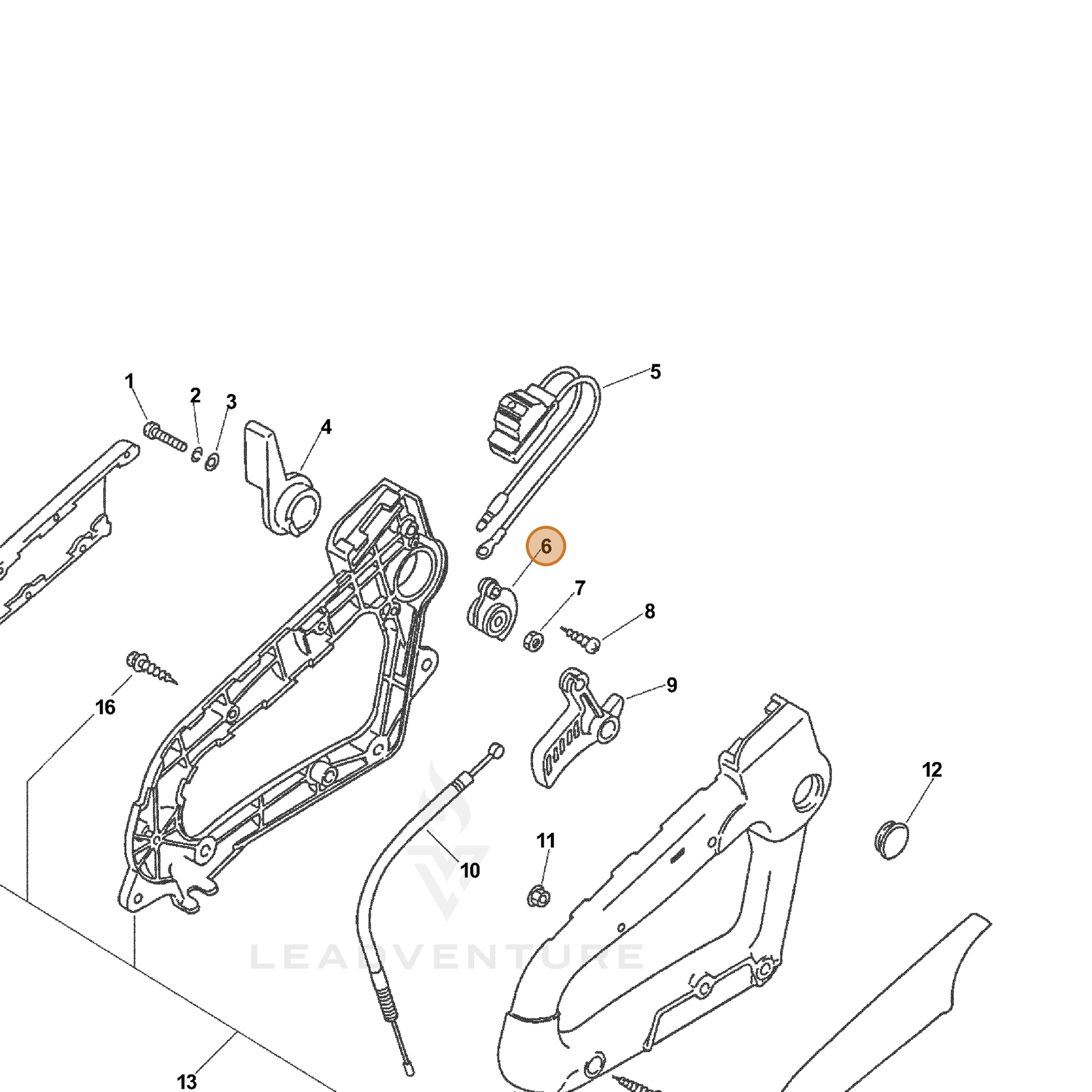 ECHO part 17812307561 — IPL diagram snippet (6x zoom, amber highlight)