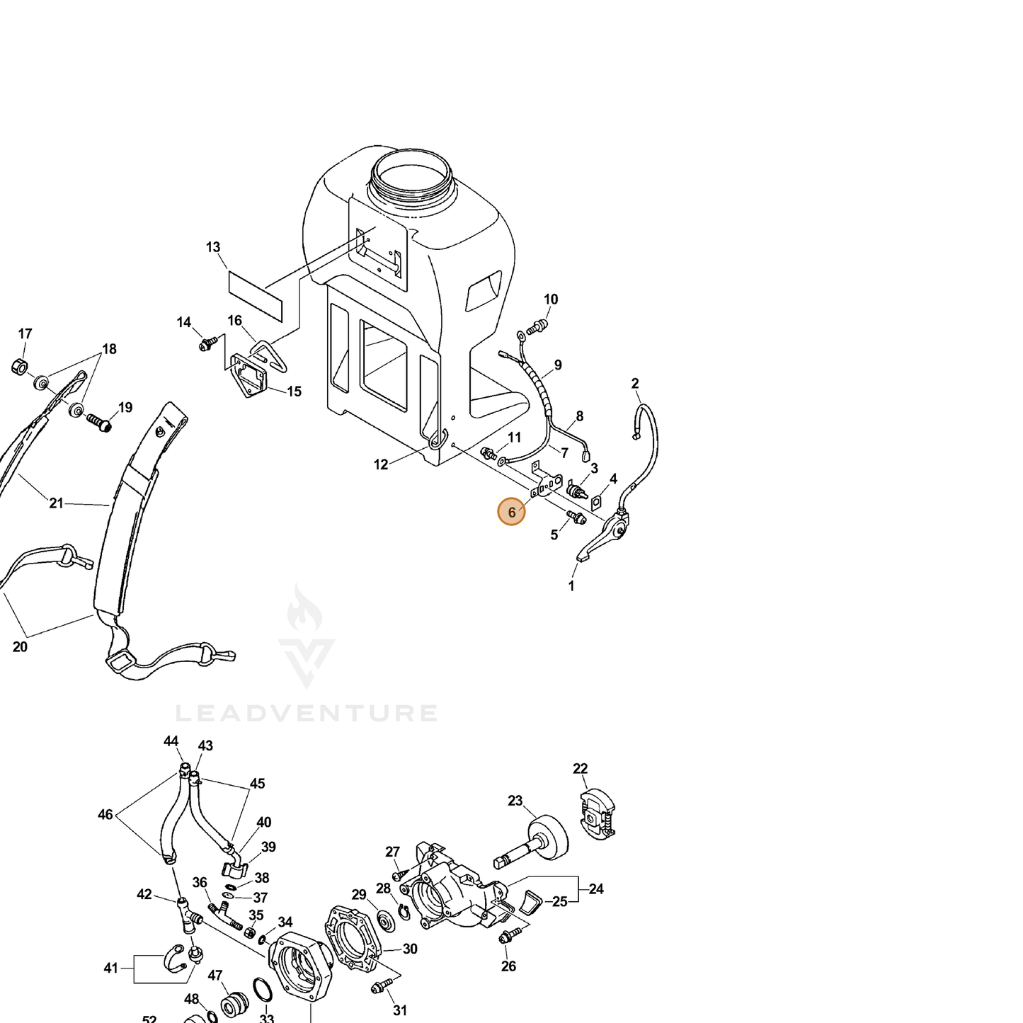 ECHO part 17812313211 — IPL diagram snippet (6x zoom, amber highlight)