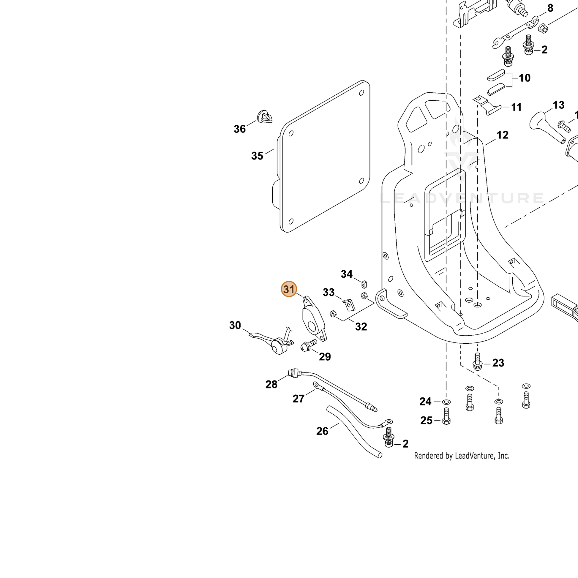 ECHO part 17812314010 — IPL diagram snippet (6x zoom, amber highlight)