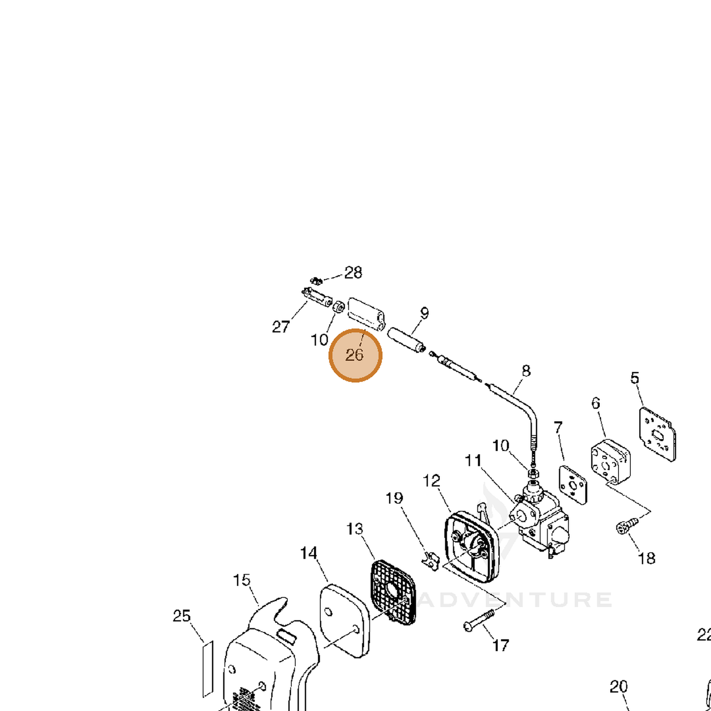 ECHO part 17812822130 — IPL diagram snippet (6x zoom, amber highlight)