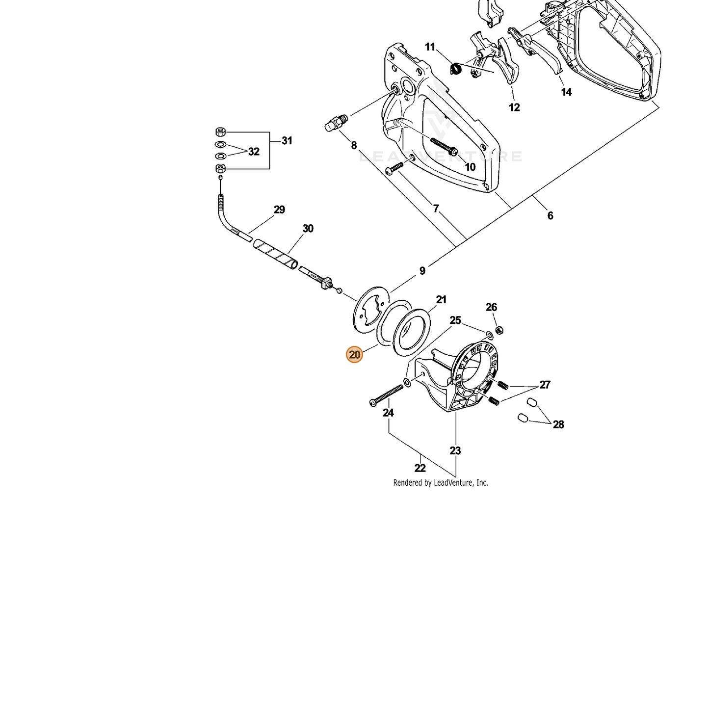 ECHO part 17812913361 — IPL diagram snippet (6x zoom, amber highlight)